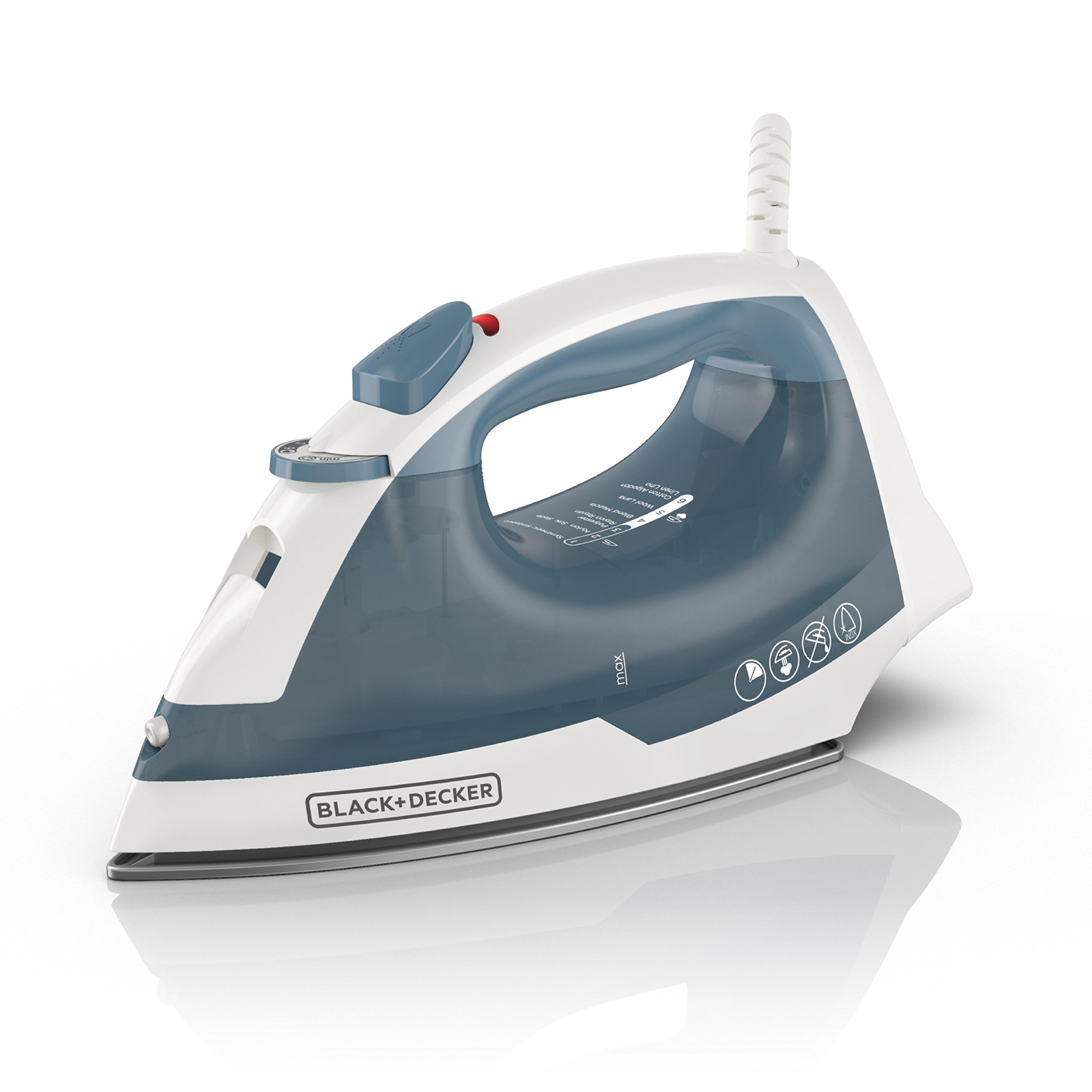 BLACK+DECKER Easy Steam Compact Iron for Clothes, Automatic Shutoff, Nonstick Plate, Light Weight, 1200 Watts