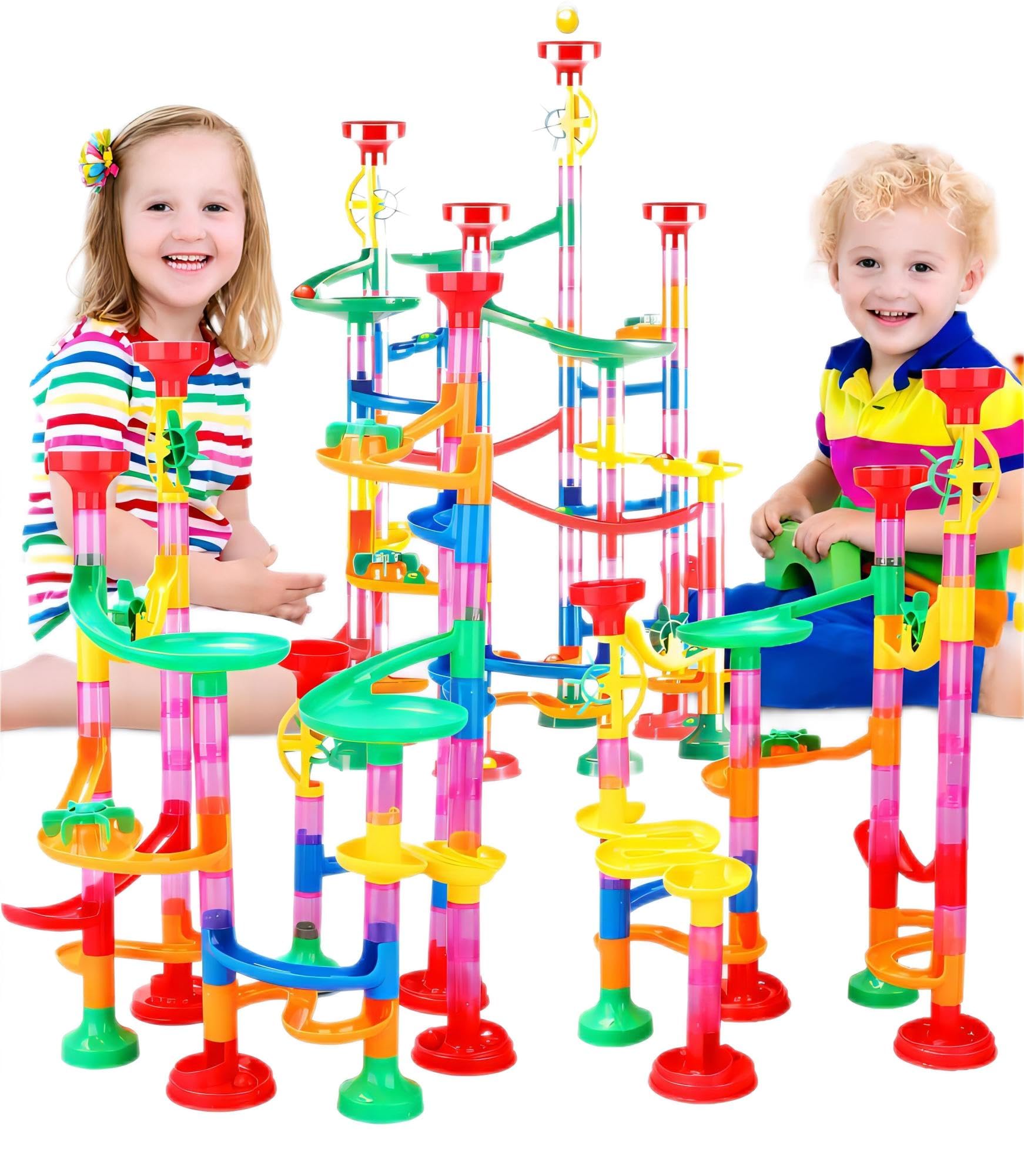 Lenosed Marble Run Railway Toy DIY Building Blocks Railway Construction Marble Game for 3 4 5 6+ Years Old Boys Girls Kids Toy （109PCS)