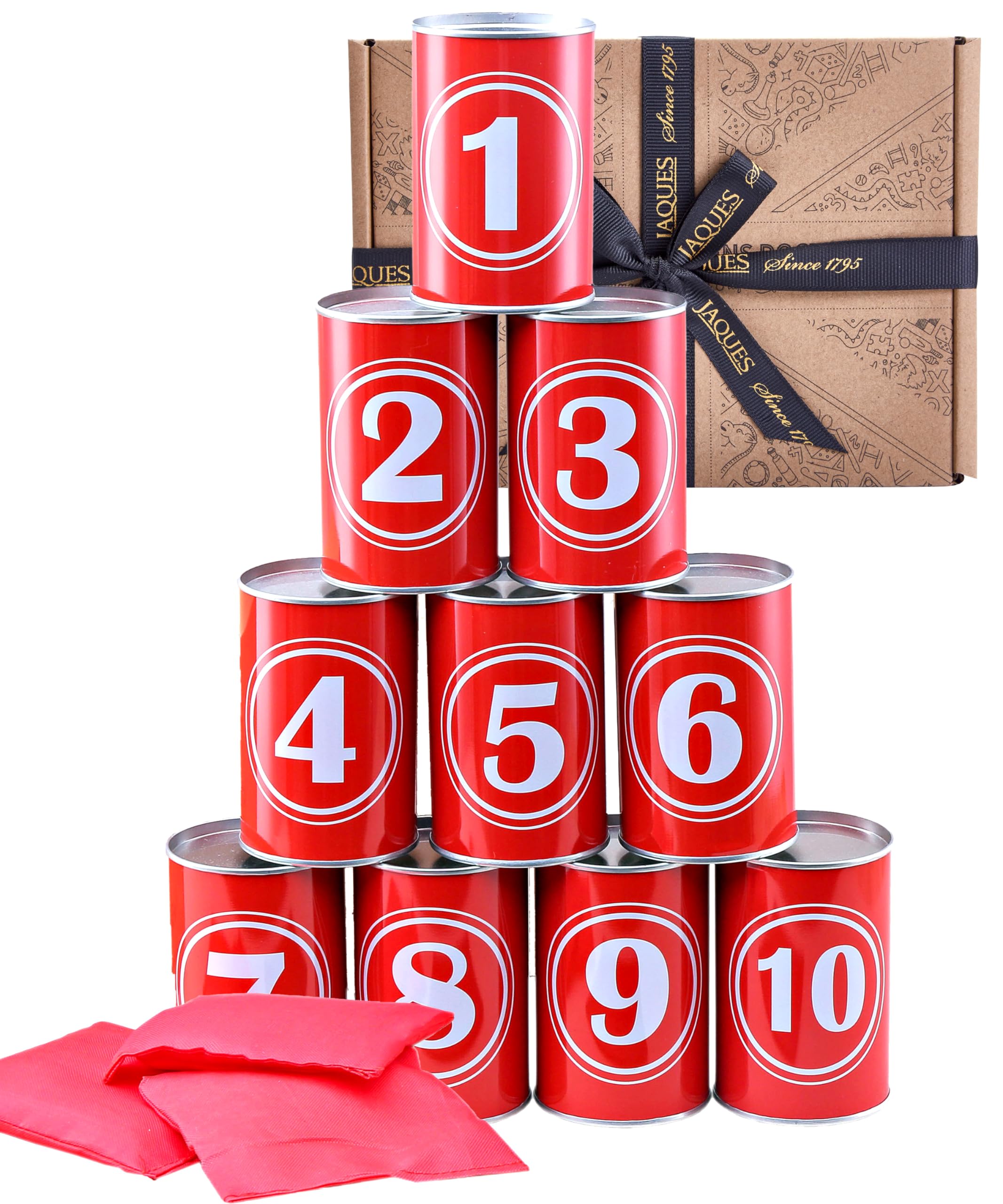 Premium Tin Can Alley Game - Real Metal Full Size Tin Cans- Includes Weatherproof Bean Bags - - Since 1795