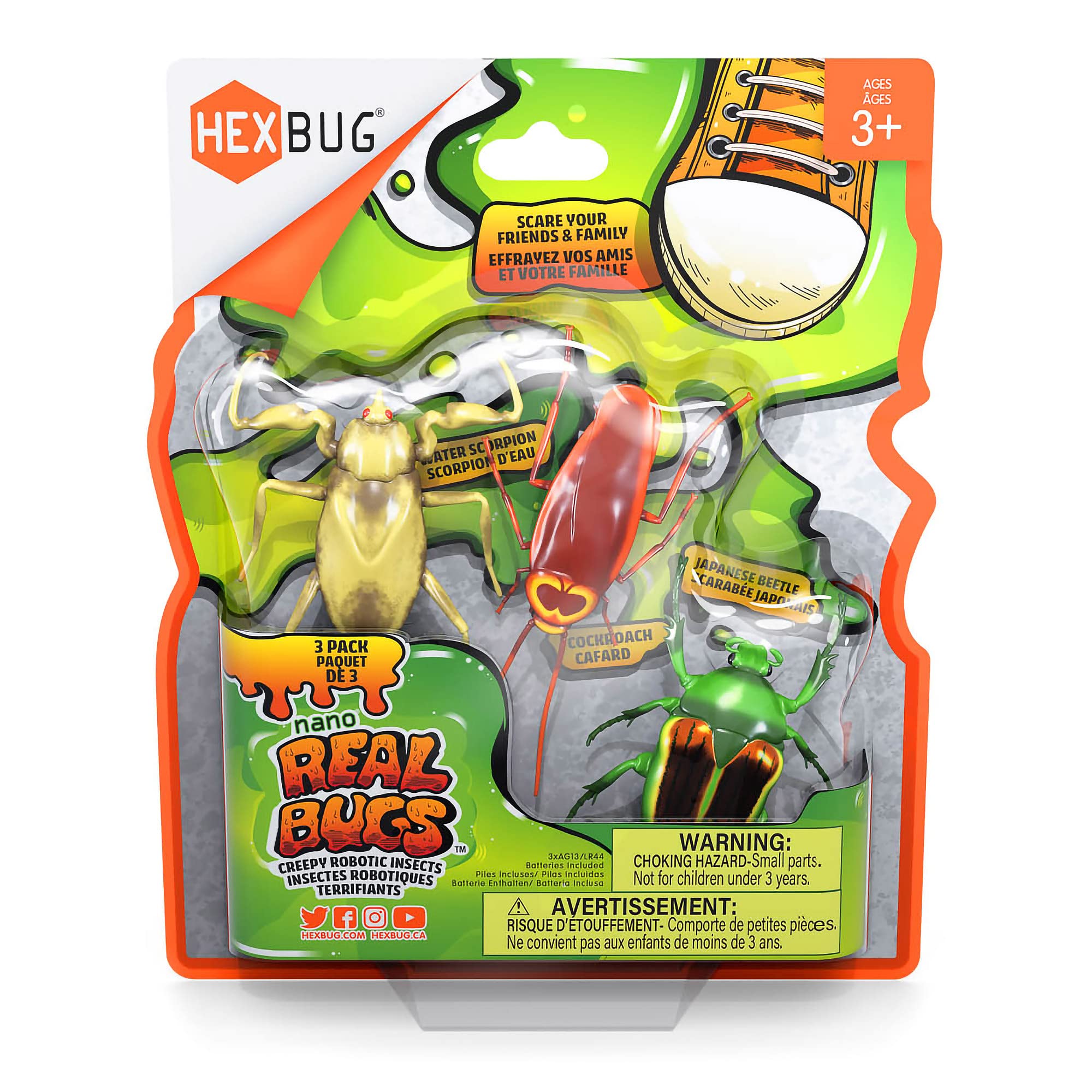 HEXBUG Real Bugs Nanos 3 Pack, Fake Insect Toy Figures, Vibration Powered Critters, Gift for Boys and Girls, 3 Years Old and Up Multicoloured, 477-7801