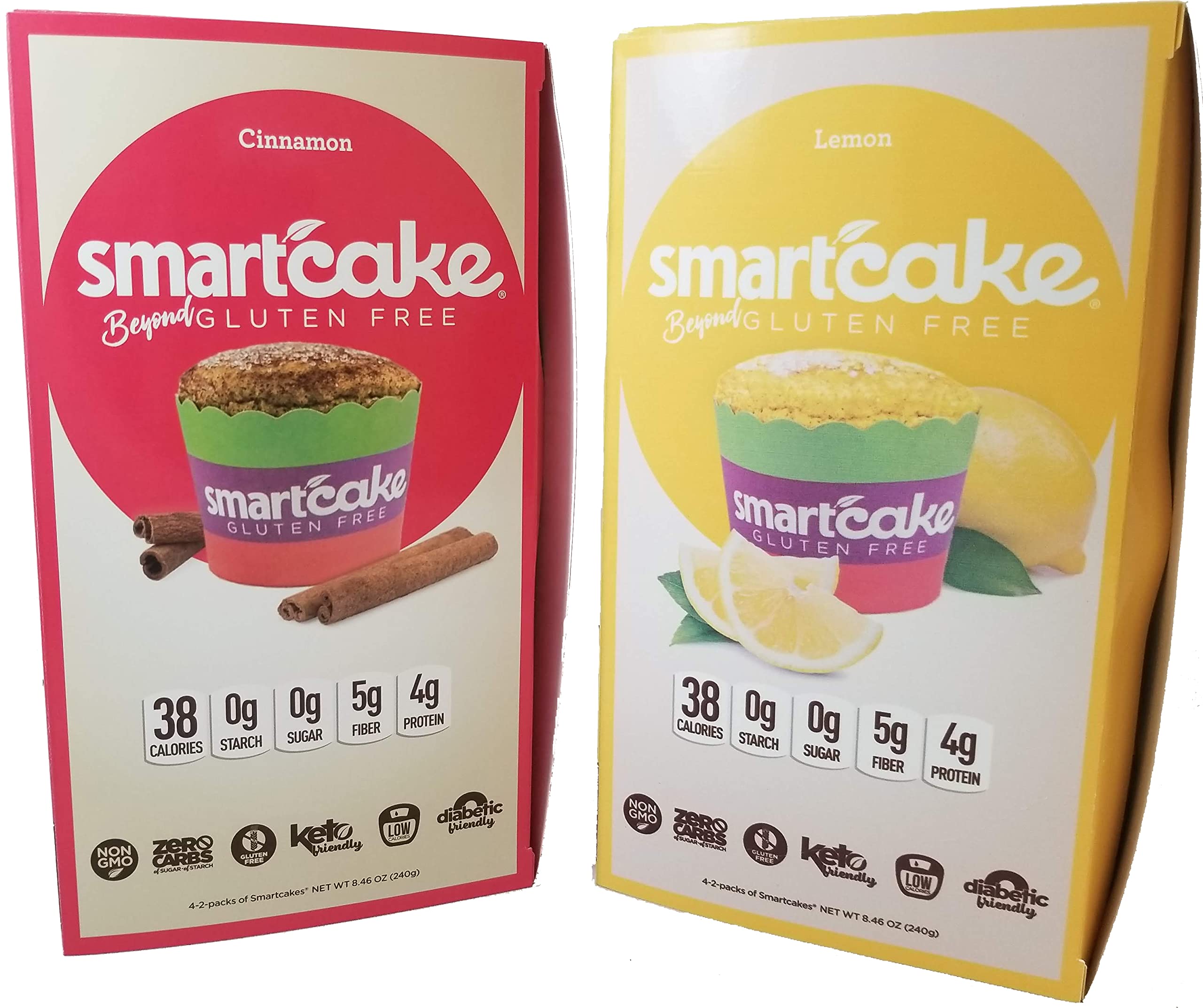 SMARTCAKE Bundle: 4x Lemon Twin Packs and 4x Cinnamon Twin Packs: Gluten Free, Sugar Free, Low Carb Snack Cakes: Total of 8 Twin Packs