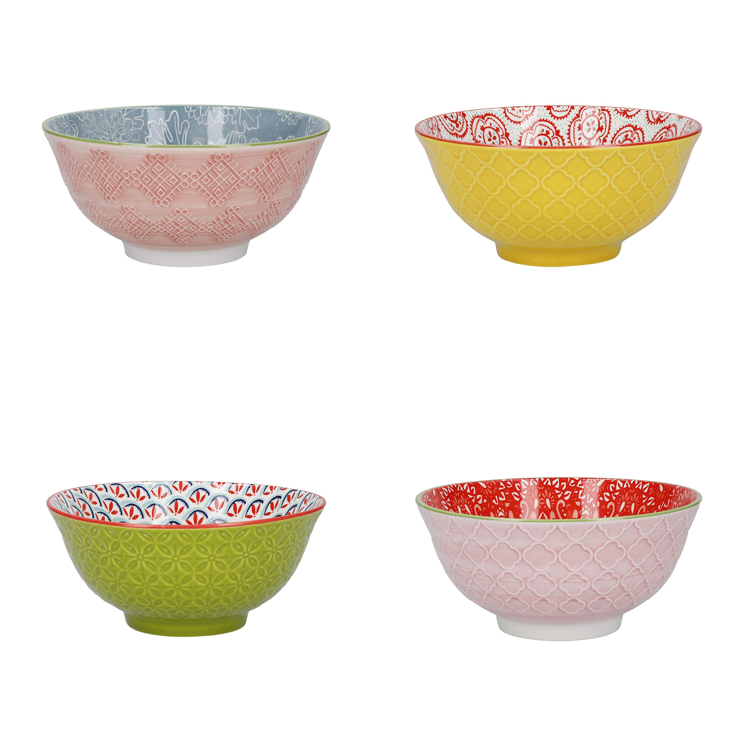 KitchenCraft Brights Glazed Stoneware Bowl Set for thinKitchen:, Set of 4