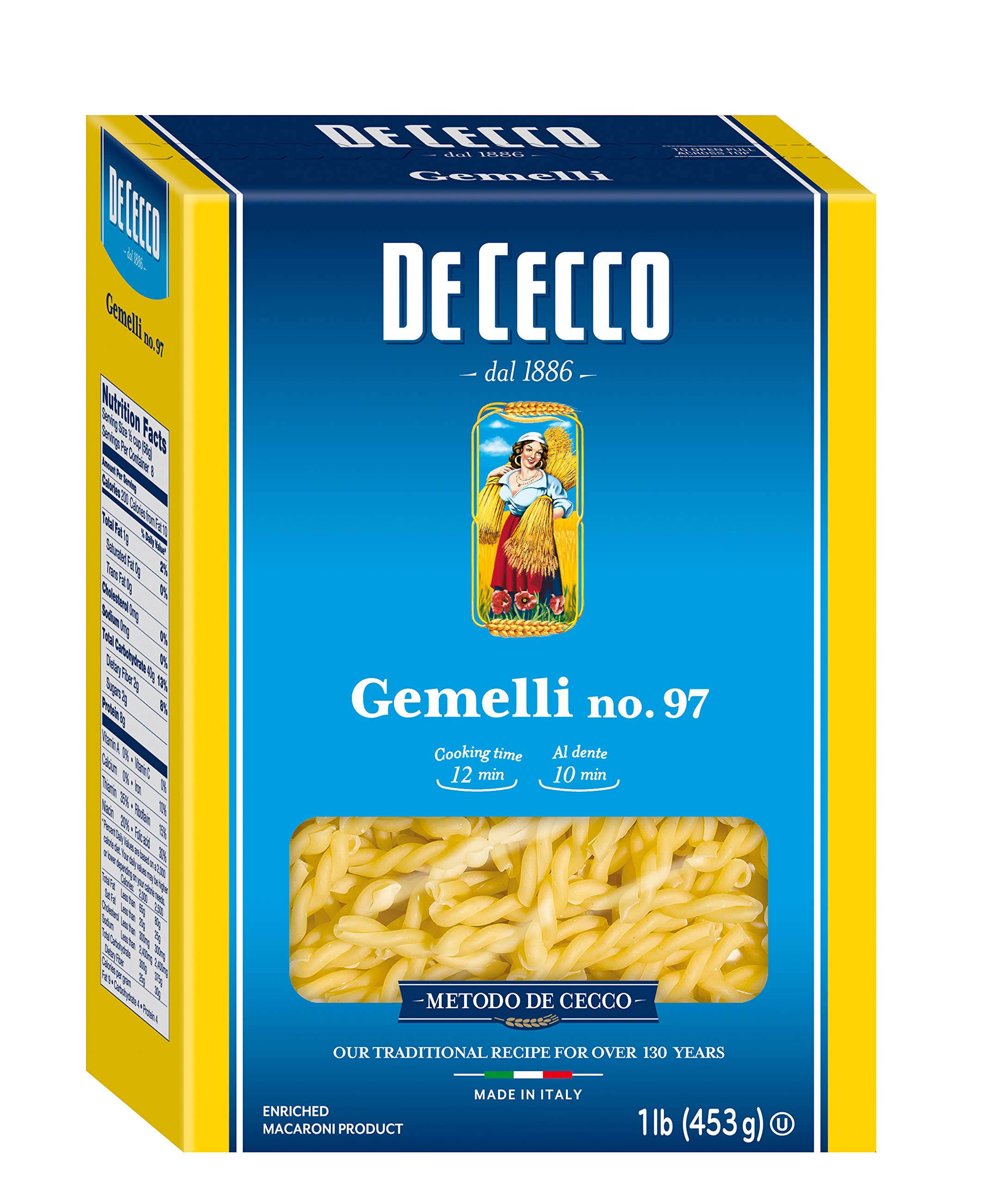 De CeccoSemolina Pasta, Gemelli No.97, 1 Pound (Pack of 5)