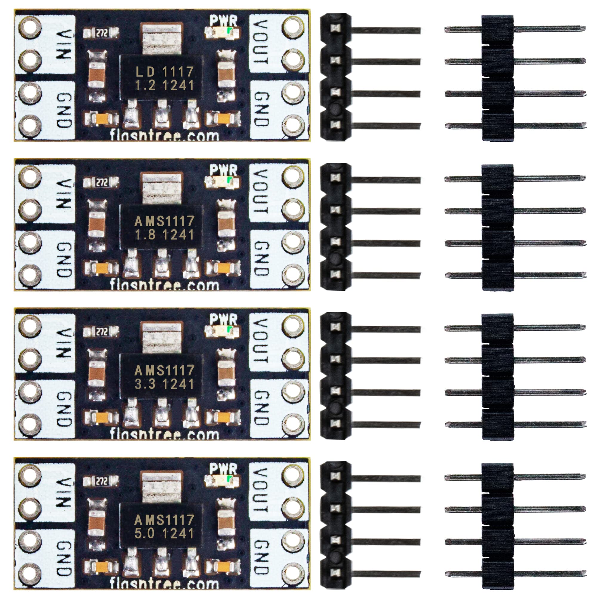 whiteeeen 4pcs ams1117 Power Module 1.2v 1.8v 3.3v 5v