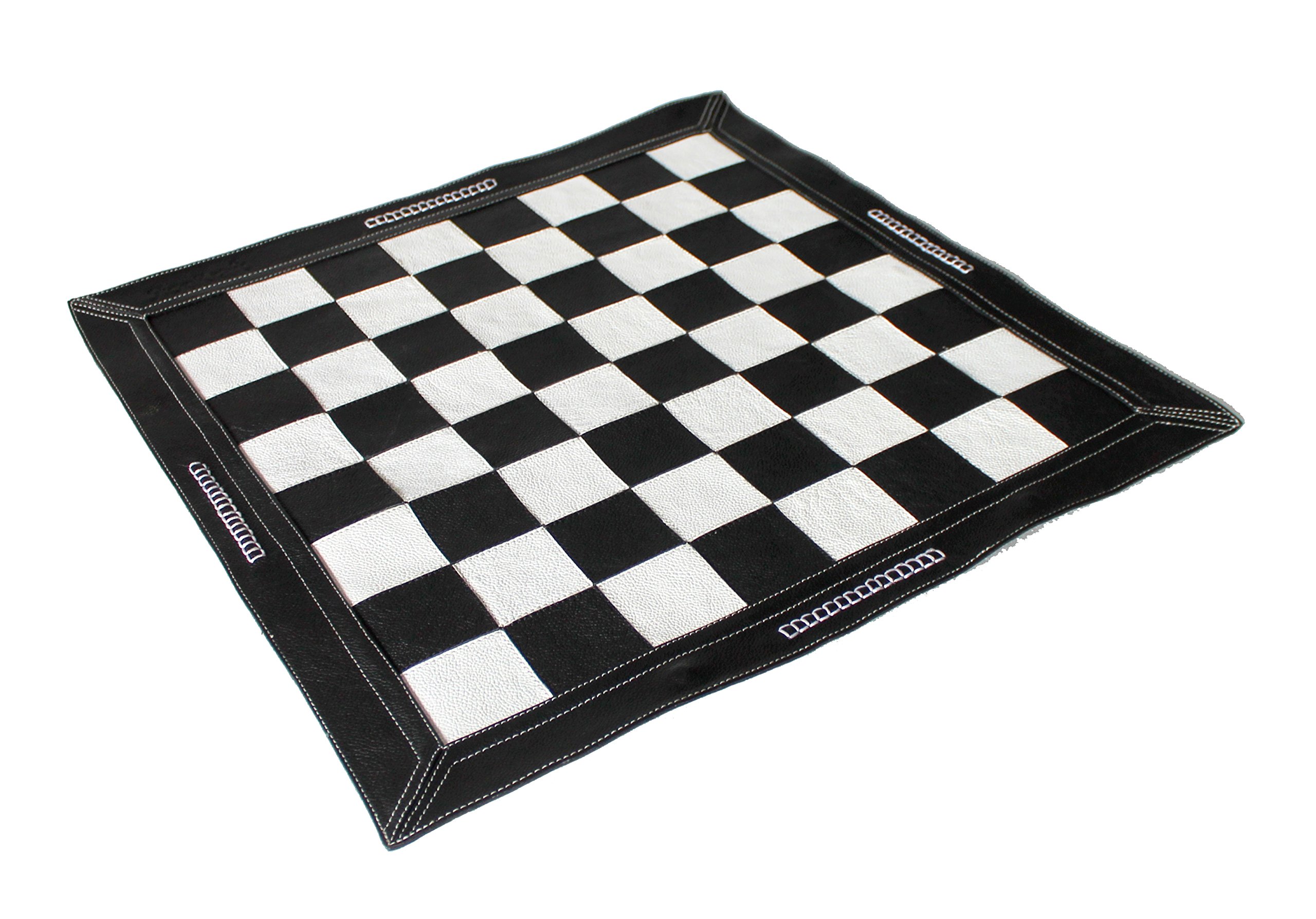 StonKraft19" x 19" - Genuine Suede Leather Chess Board - Black | Roll-up Chess | Tournament Chess (Black)