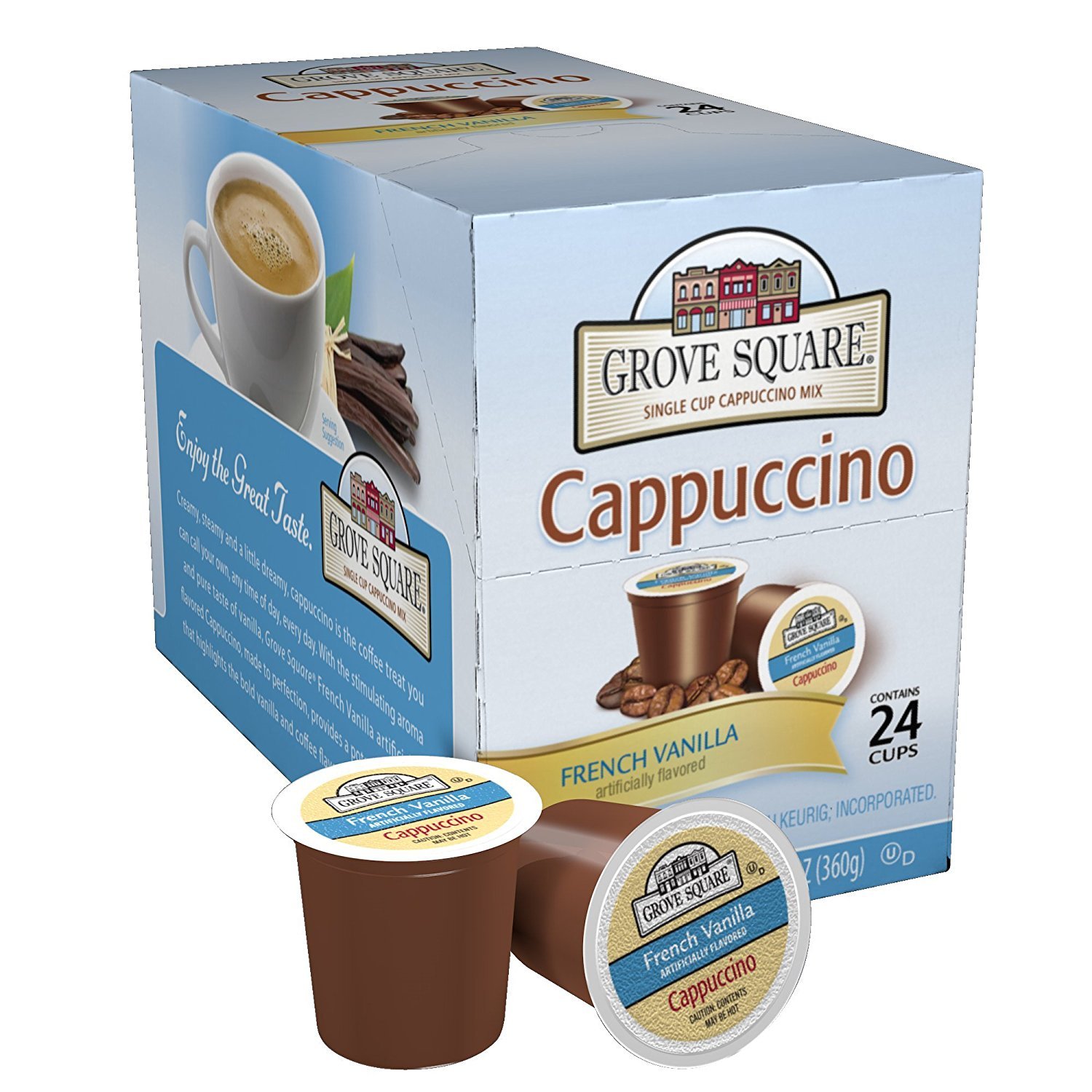 Grove SquareCappuccino, French Vanilla, 24 Count Single Serve Cups (Pack of 3)