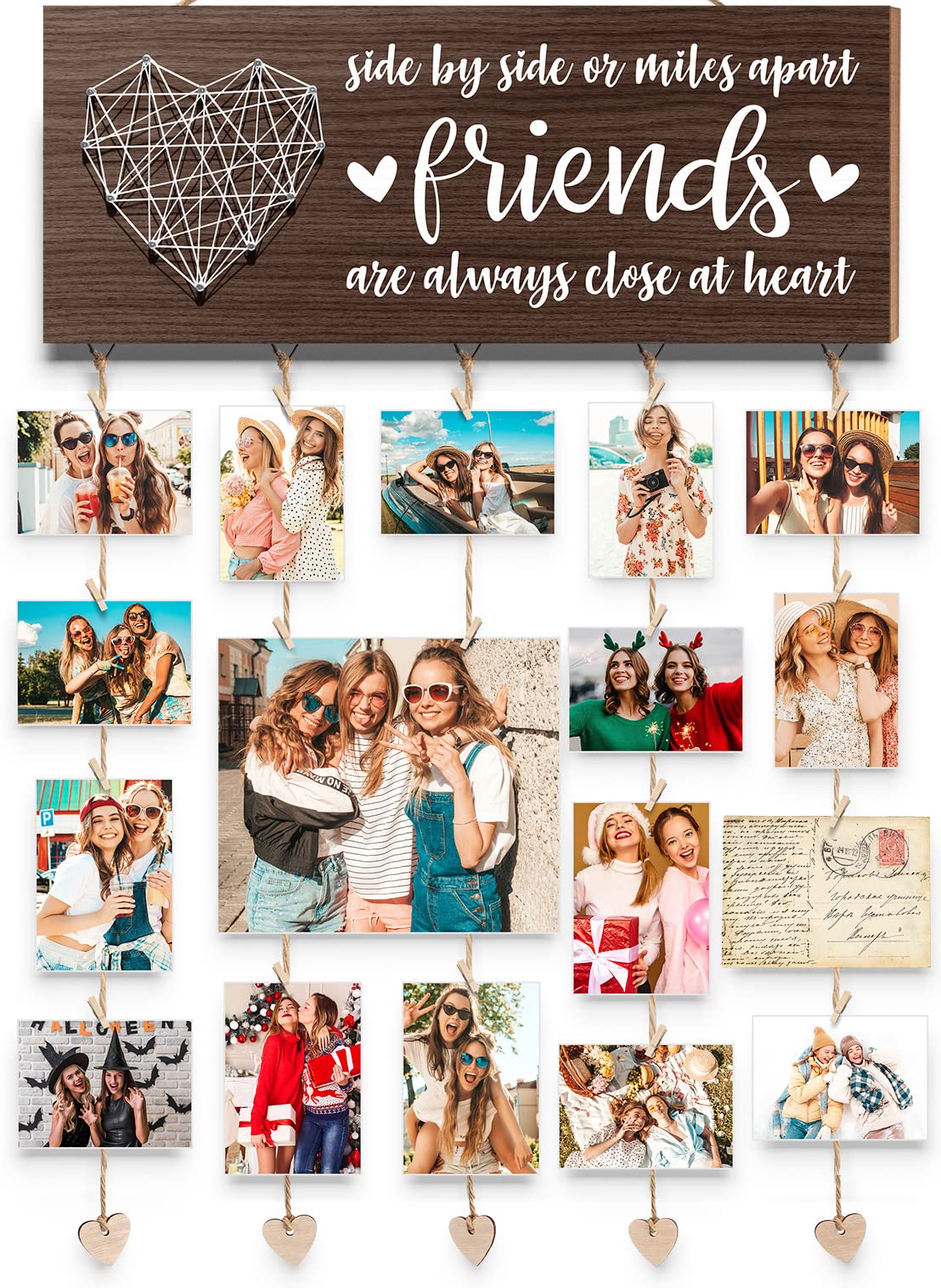 Best Friend Birthday Gifts for Women Teen Girls, Christmas Gifts for Best Friend Picture Frame, Long Distance Friendship Gifts for BFF Besties Sister Photo Holder Hanging Photo Display Collage Frame