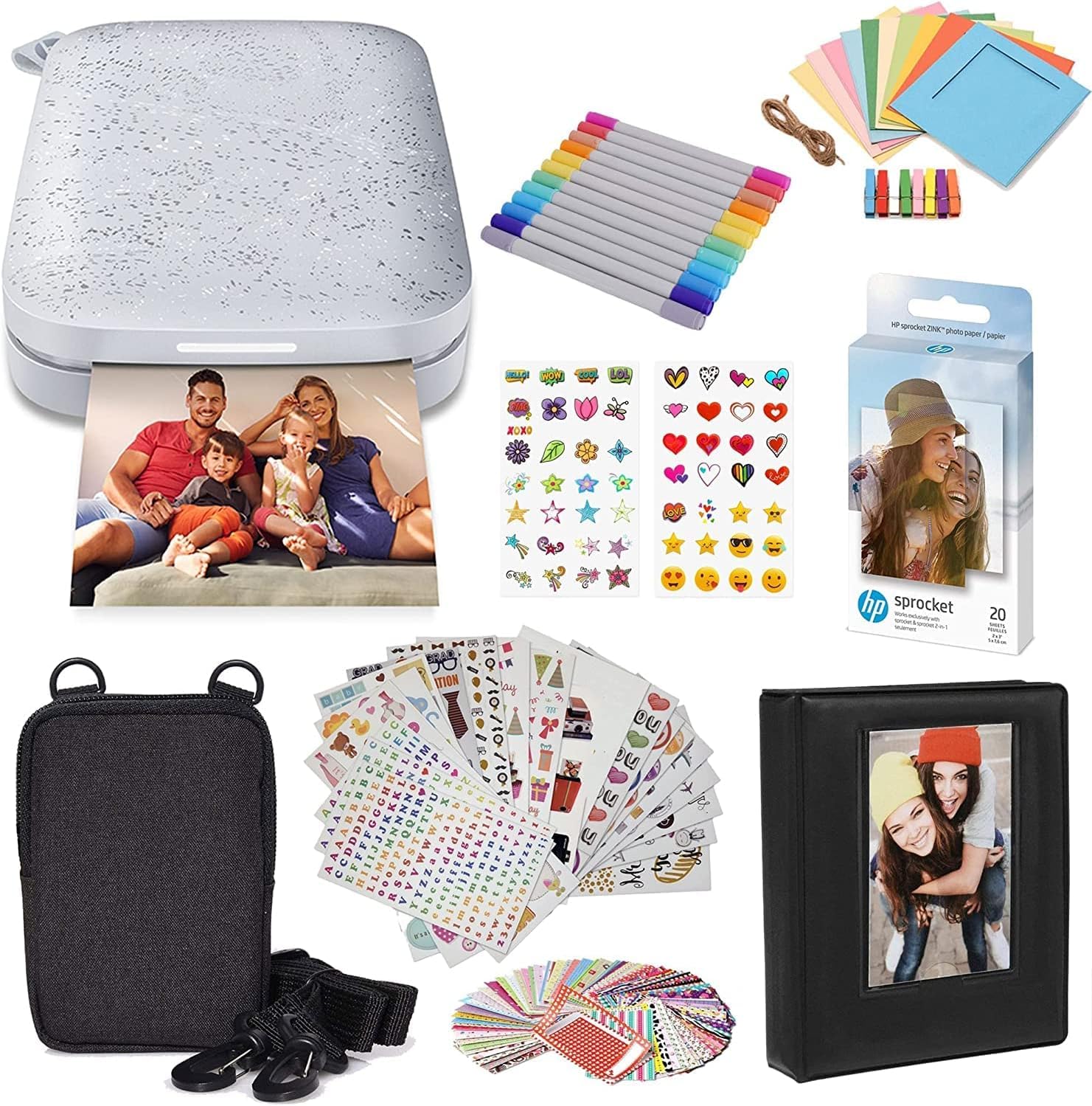 HP Sprocket Portable 2x3" Instant Colour Photo Printer (Luna Pearl) Starter Bundle