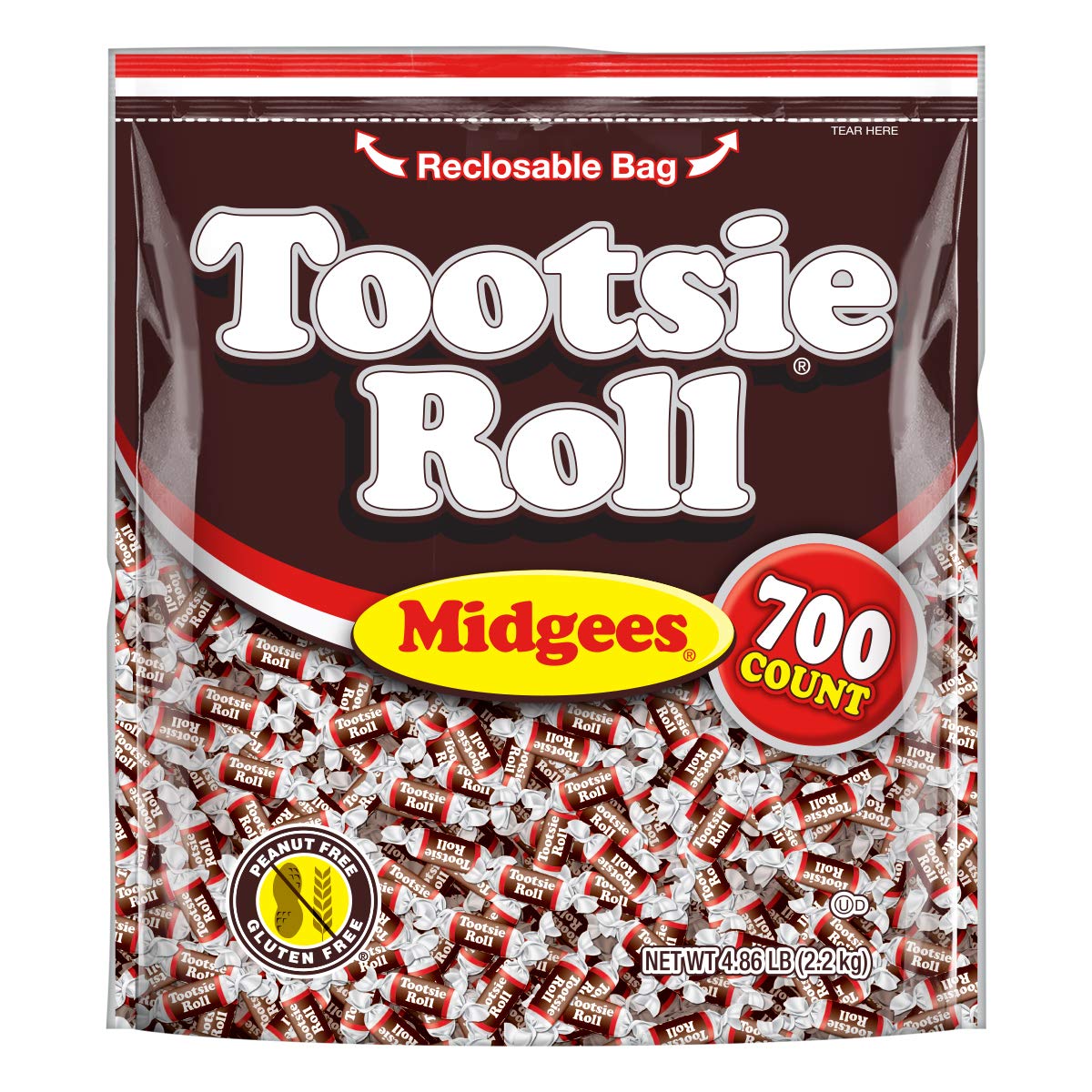 Tootsie RollMidgees - Chewy Chocolate Gluten-Free Candy - Resealable Bag of Individually Wrapped Candies for Kids, Parties, Classroom - 700 Count (Pack of 1) (Packaging May Vary)