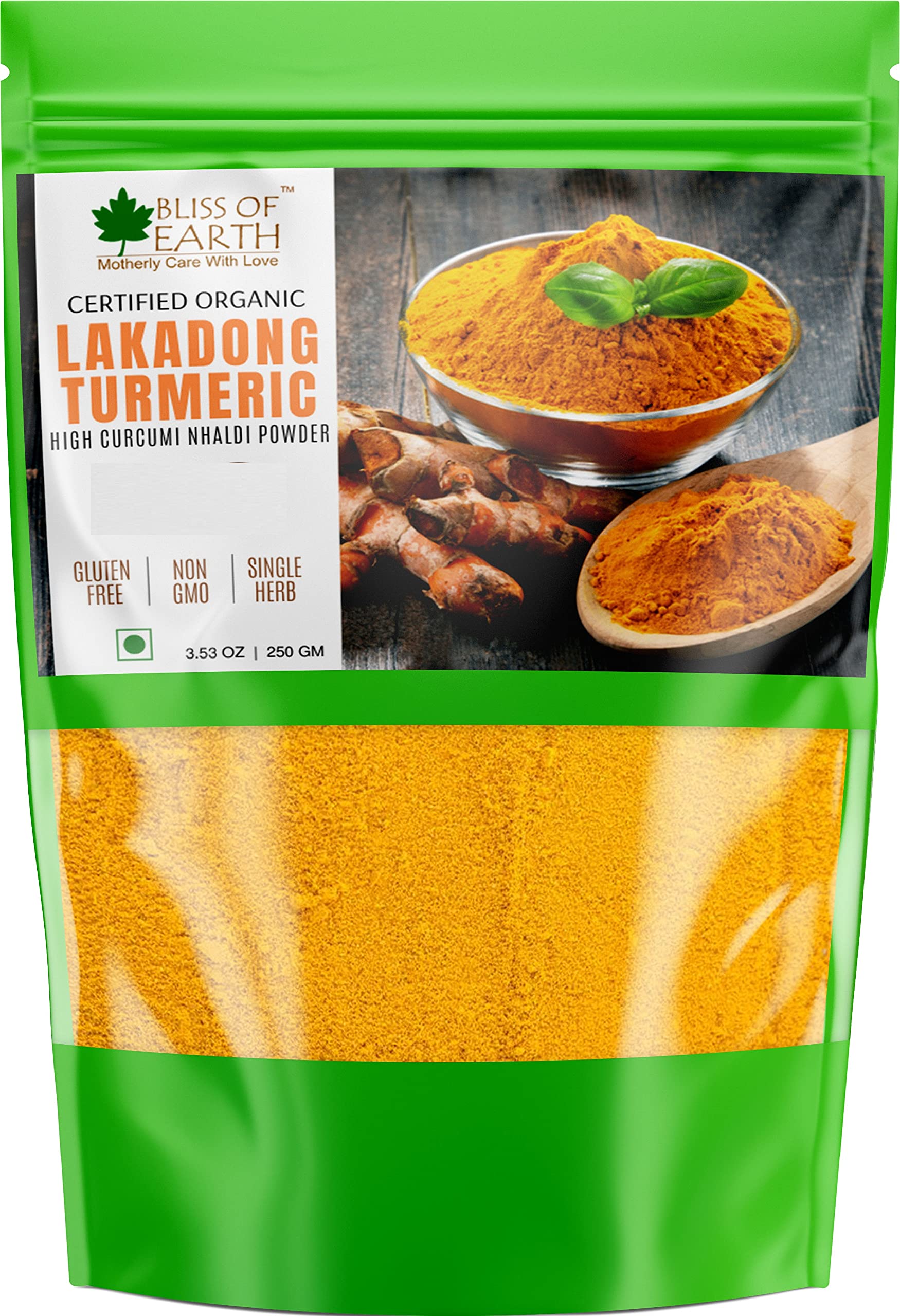 BLISS OF EARTH250GM High Curcumin Certified Organic Lakadong Turmeric Powder,