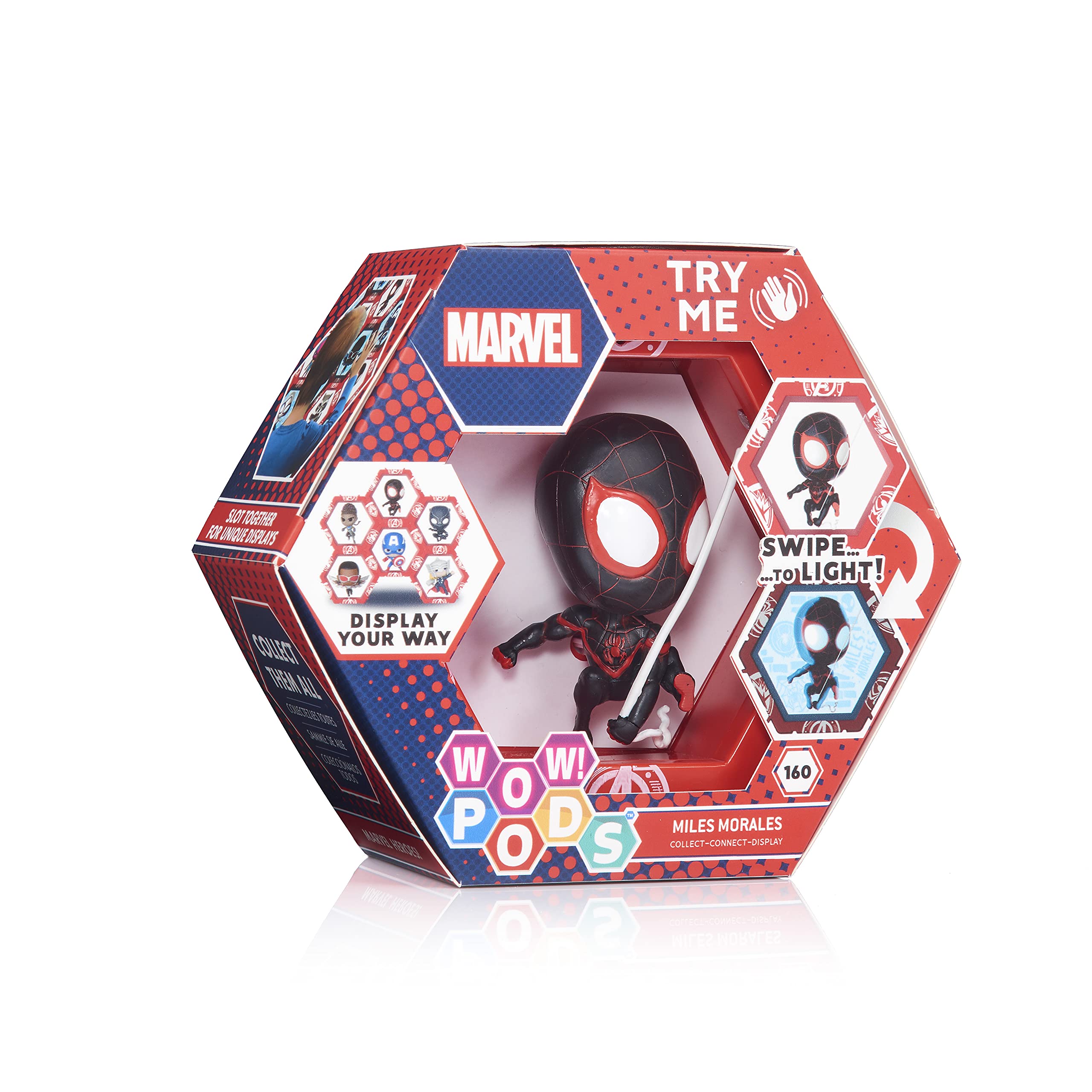 WOW! PODSSpiderman Collection - Miles Morales | Superhero Light-Up Bobble-Head Figure | Official Marvel Collectable Toys & Gifts, 4 inches