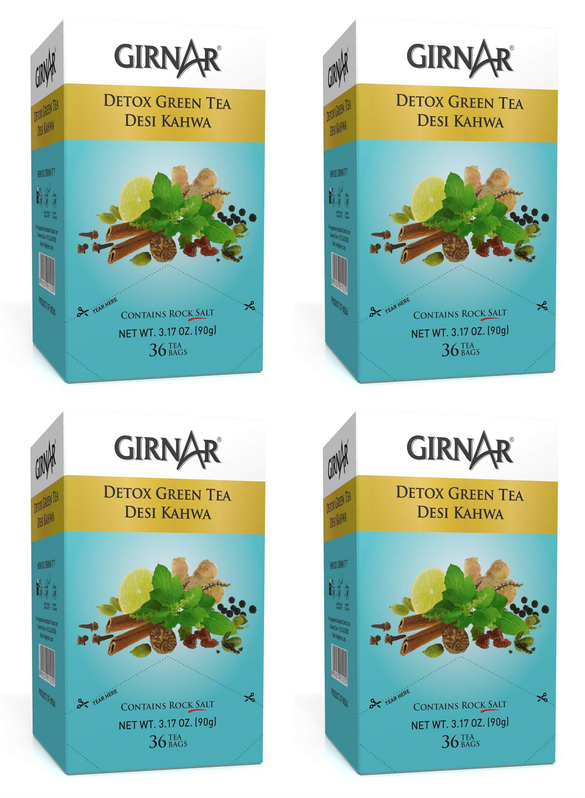 Girnar Detox Green Tea (36 Tea Bags) Pack of 4