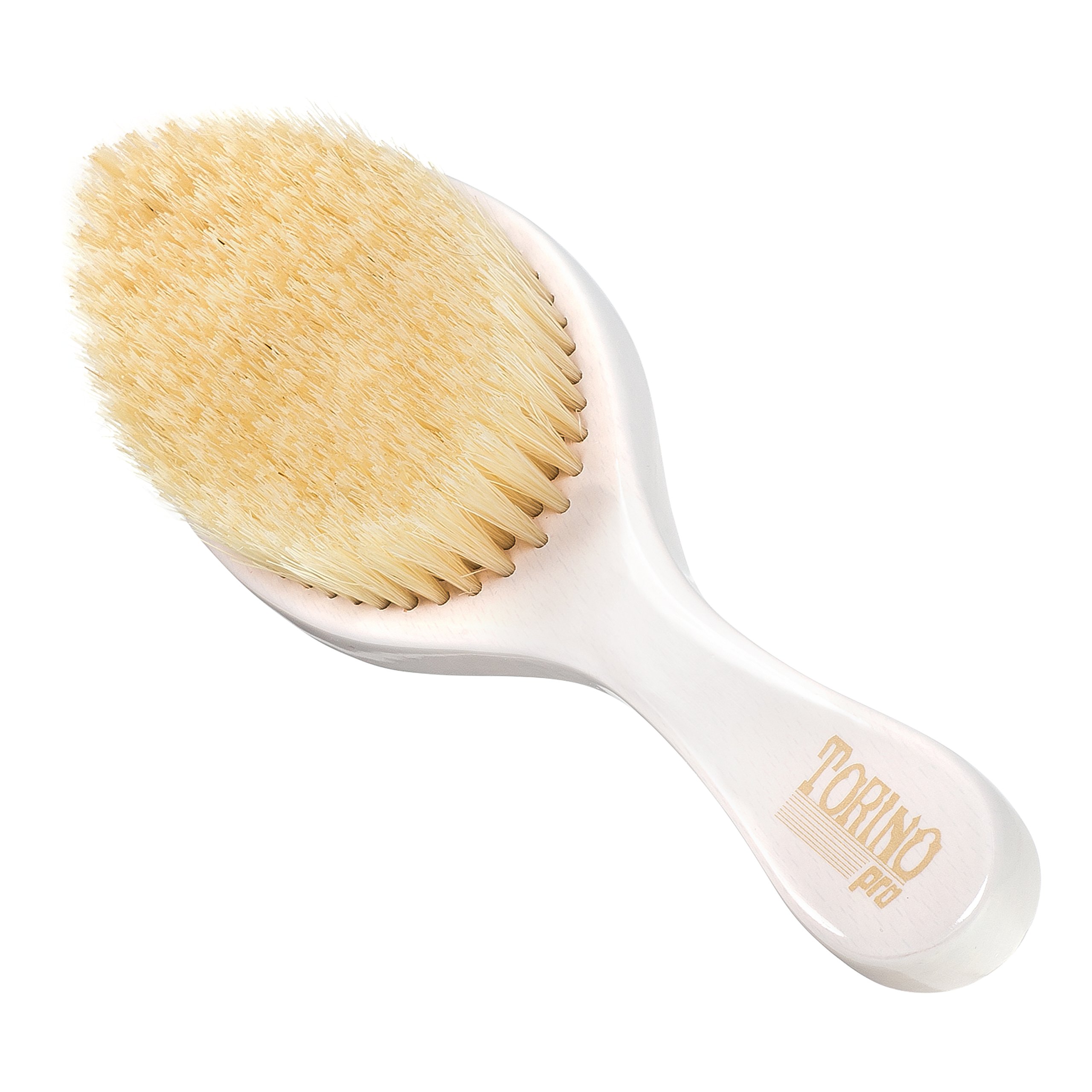 Torino Pro Wave Brush #640 By Brush King - Soft Curved 360 Waves Brush - 100% Boar Bristles for Texture and Frizz Control