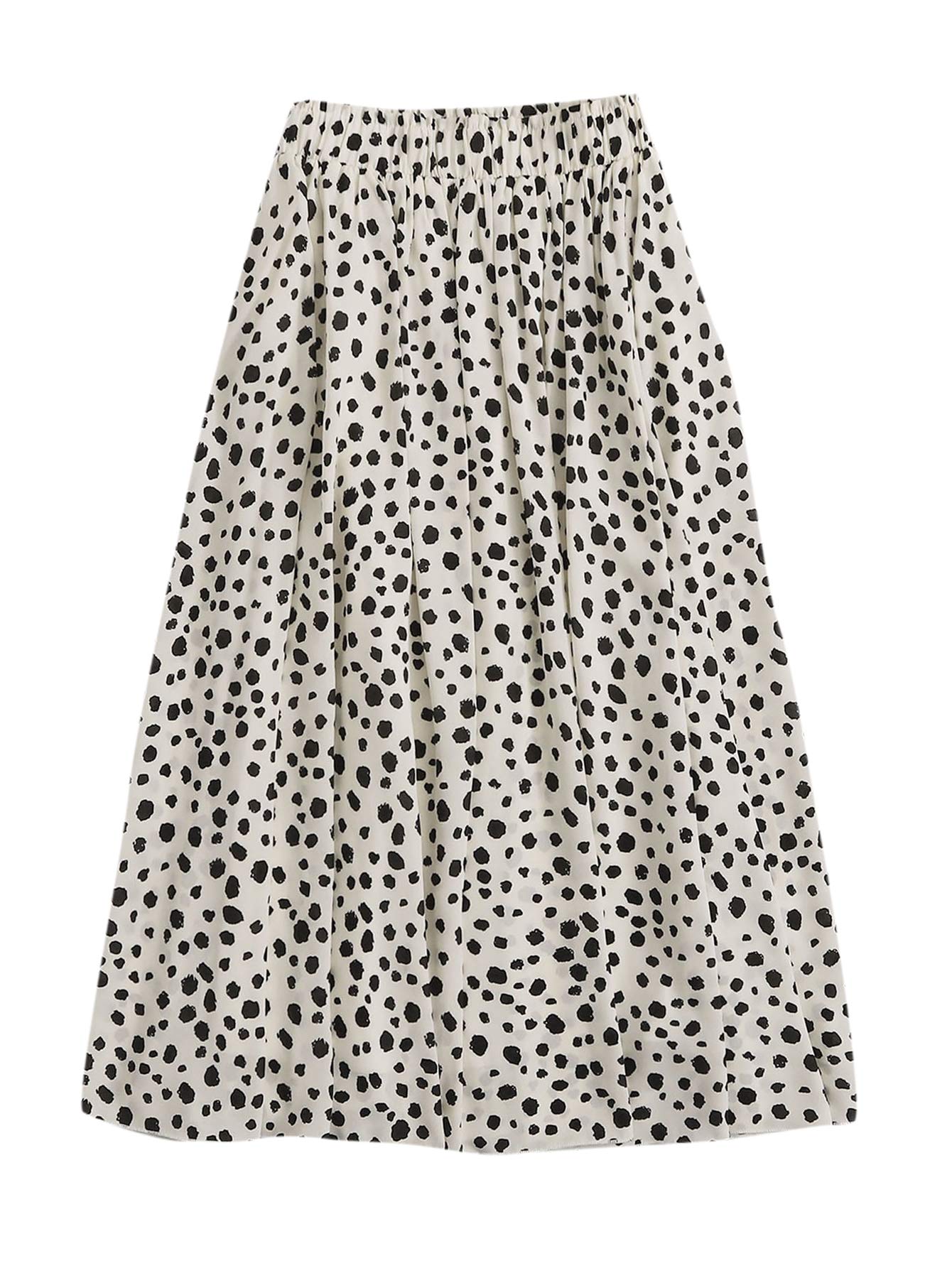 MilumiaWomen's Vintage Dalmatian Print A Line High Waist Flare Flowy Midi Skirts