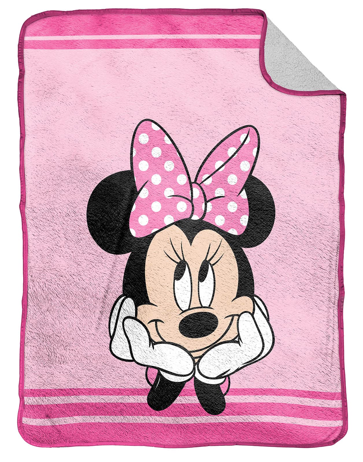 Jay Franco Disney Minnie Mouse All About the Bow 130 x 150cm Fluffy Sherpa Fleece Throw Blanket