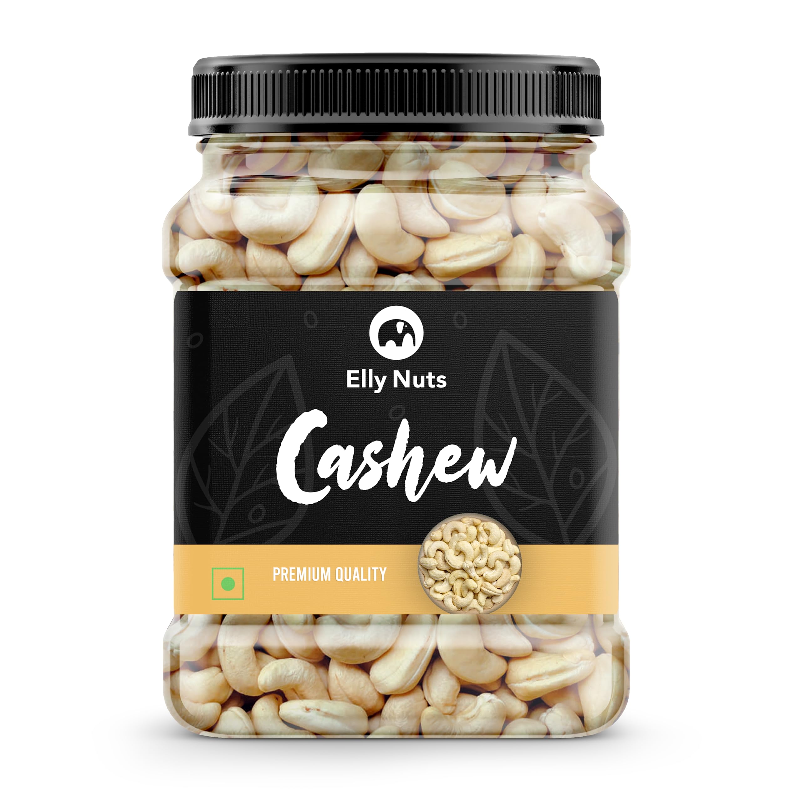 Elly Nuts 100% Natural and Premium Whole Cashew Nuts| Whole Plain Kaju 500 gms | Cashew Dry Dry Fruit Whole Cashew Nuts for rakhi rakshabandhan gift hamper [Jar Pack] - Diwali Gift Pack