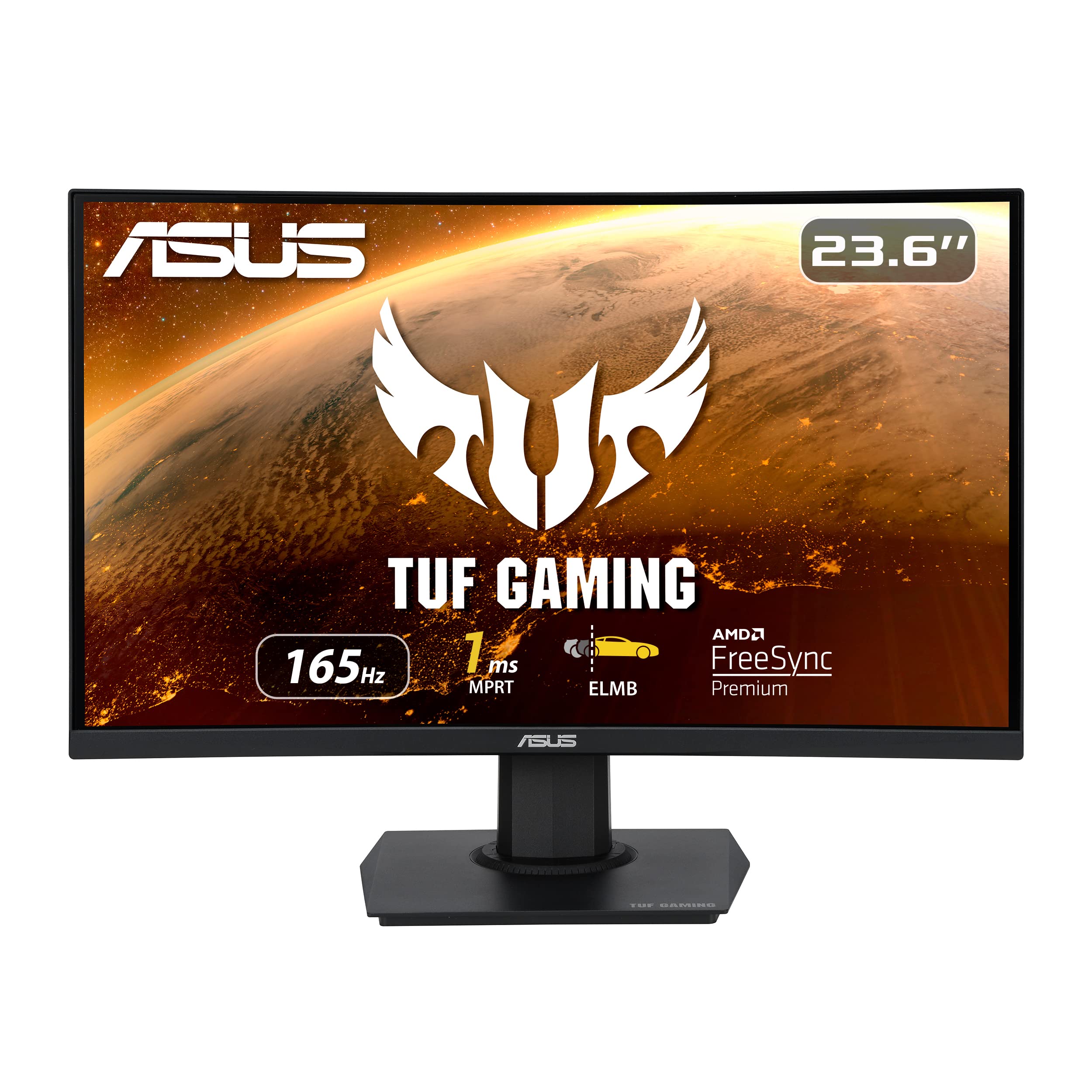 ASUSTUF Gaming VG24VQE Curved Gaming Monitor – 23.6 inch Full HD (1920 x 1080), 165Hz, Extreme Low Motion Blur™, FreeSync™ Premium, 1ms (MPRT), Shadow Boost