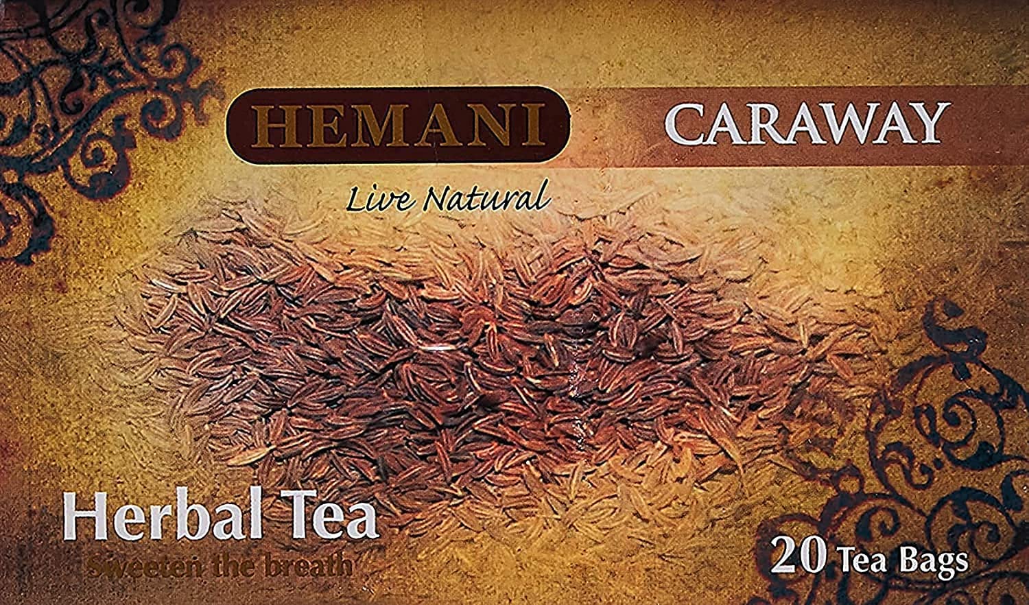 Hemani Herbal Tea Caraway- 20 Tea Bags, 100% Herbal, Preventing Indigestion, Sweetens Breath, Prevents Indigestion, Recommended To Take After Meals.