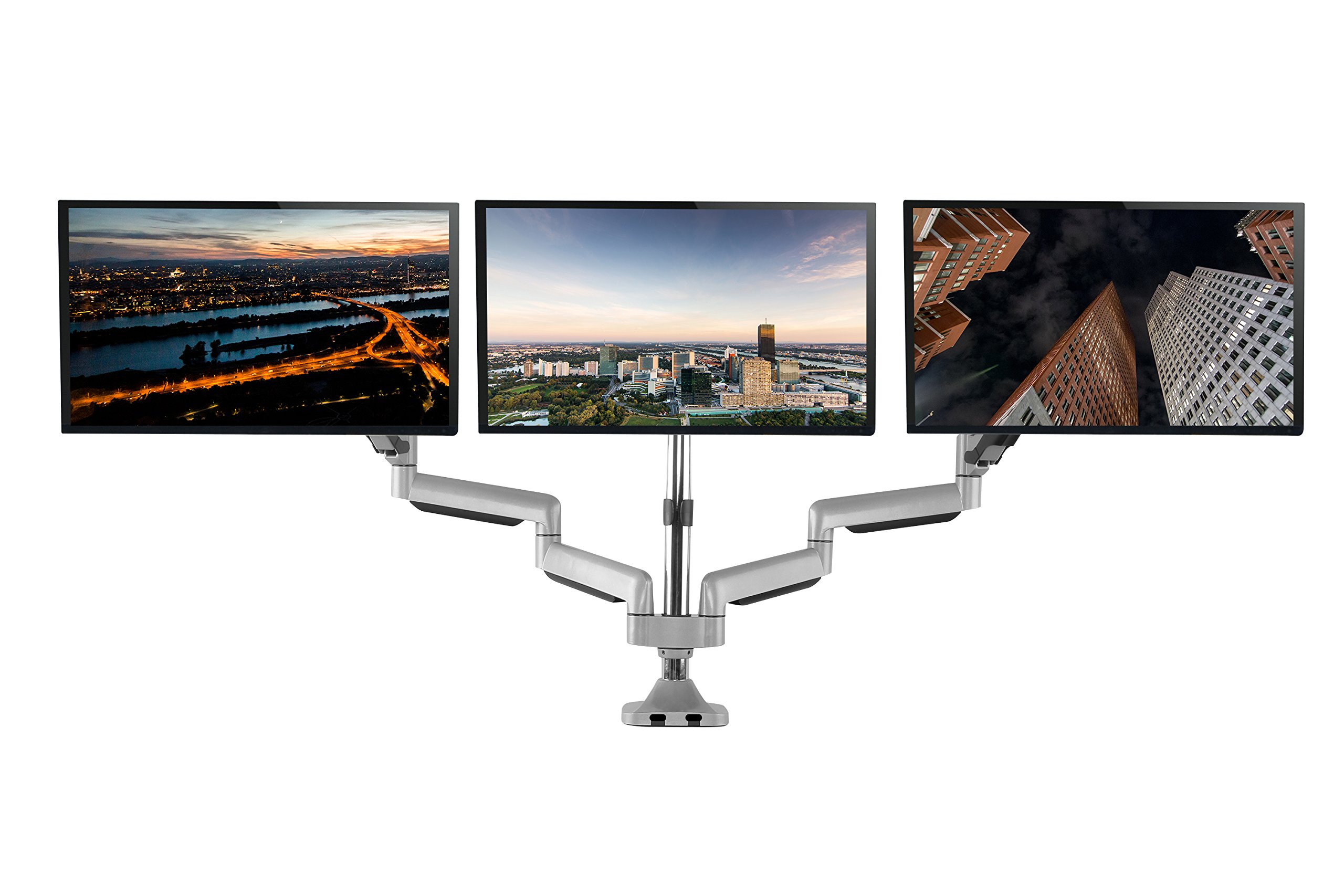 TechOrbitsUniversal Desk Mount for Triple Monitor - Fits three 13-30" Monitors with Swivel & Clamp