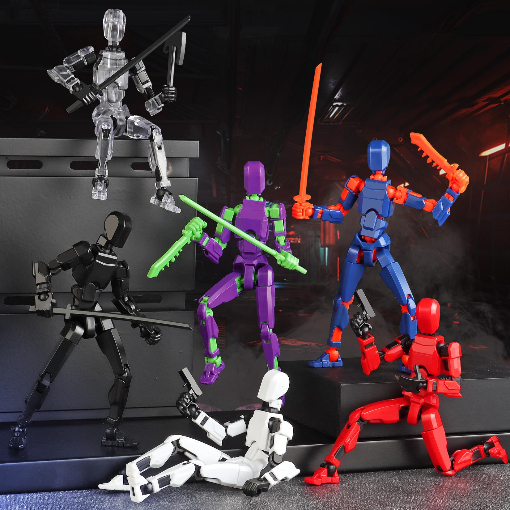 T13 Action Figure Set, 6PCS T 13 Robot Action Figure Titan 13 3D Printed Toys Articulated, for Modeling Enthusiasts Etc Birthday Gifts & Children's Day Gifts for Kids 3-8 Years Old（Assembly Required）