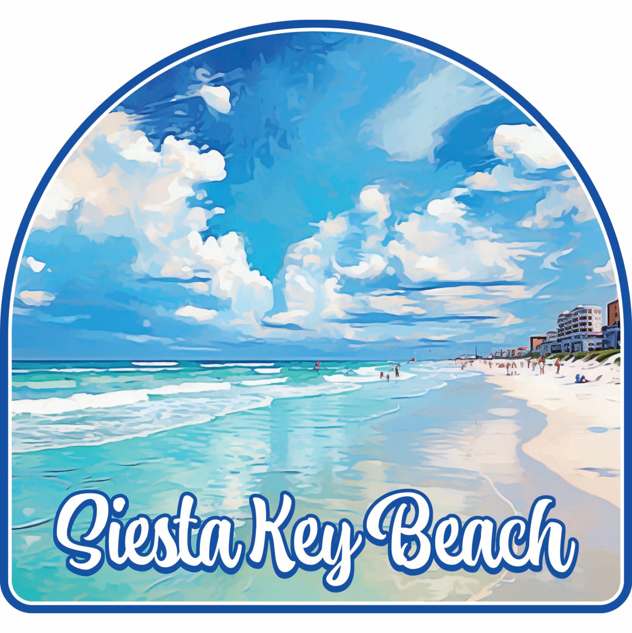 Siesta Key Beach Florida Oceanfront Design Souvenir Die Cut Flat Magnet 3-Inch