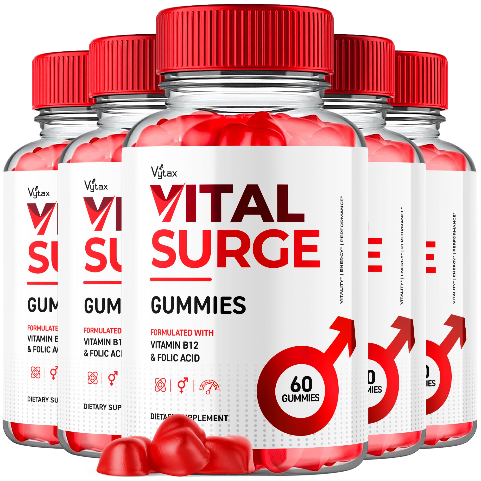 (5 Pack) Vital Surge Gummies, Vital Vita Surge Advanced Extra Strength Formula 1000MG Gomitas Mens Detox Vitamin Supplement - Vitalsurge Vitasurge All Natural Ingredients Delicious Chews (300 Gummies)