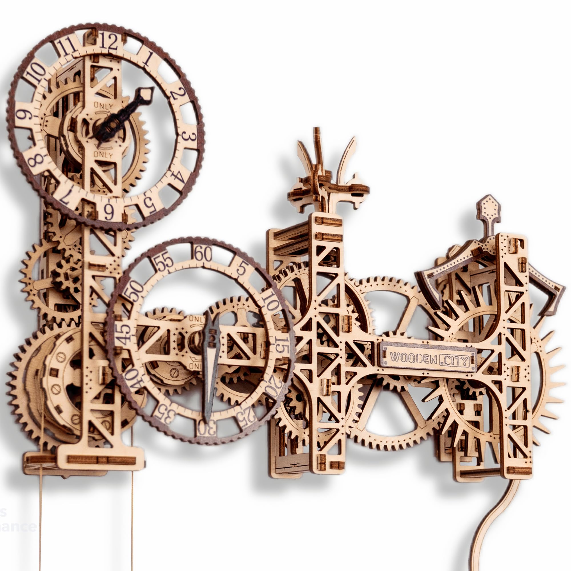 WOODEN.CITY Steampunk Wall Clock: 3D Puzzles for Adults, Wall Mounted Pendulum Clock Mechanism, 257-Part Wooden Model Kits for Adults, Self-Assembly Mechanical Clock Christmas Birthday Gifts