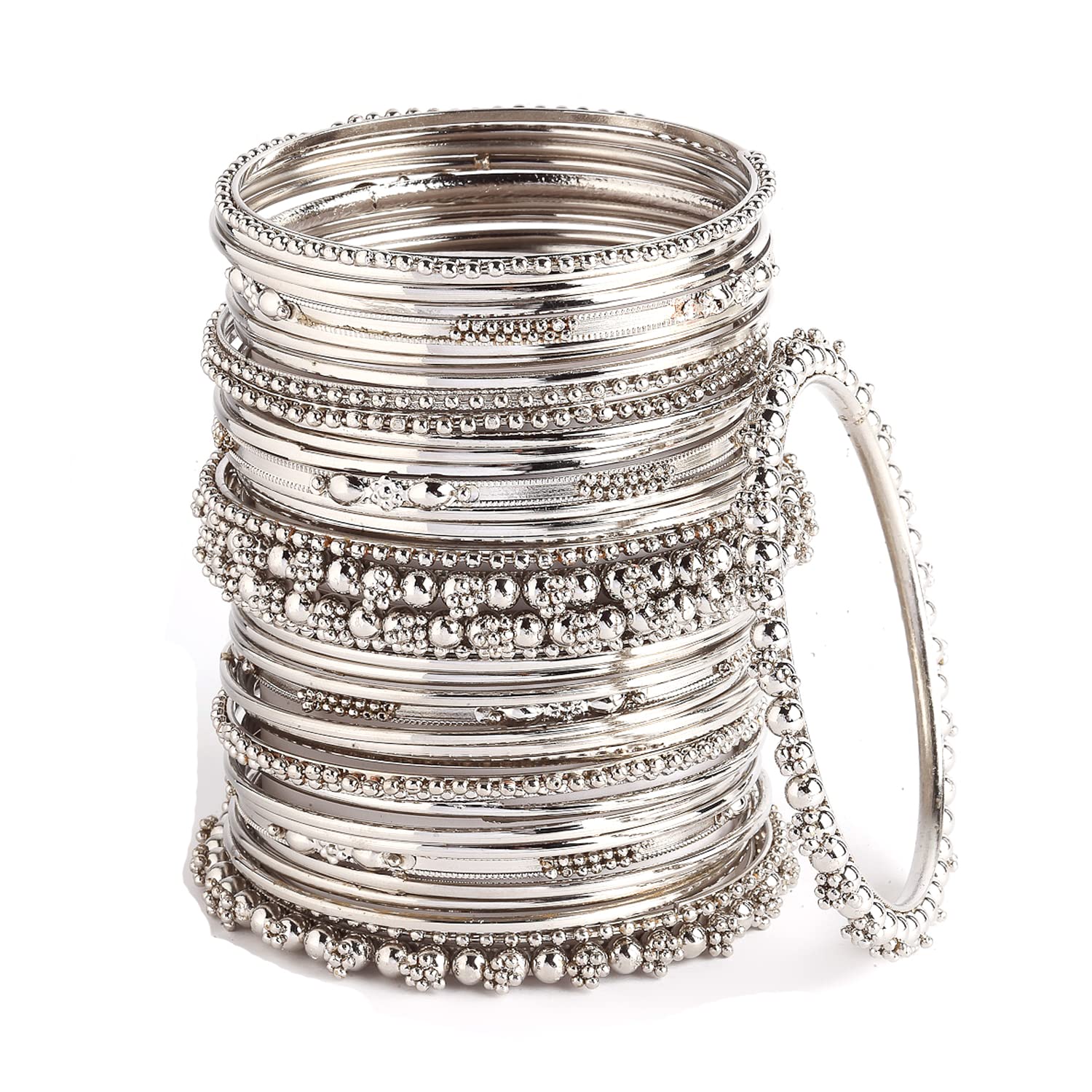 ZENEME Jewellery Traditional Silver Plated Oxidized Bracelet Bangles Set for Girls and Women