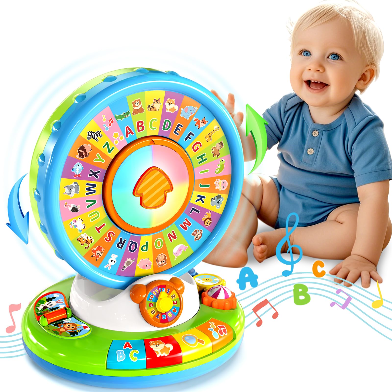 Learning Toy for Kids 1 2 3 Year Old Boys Girls, Spin and Sing Alphabet Zoo with Sounds, Interactive Educational Toys for Toddler 2-3, First Christmas 1st Birthday Gifts Toy