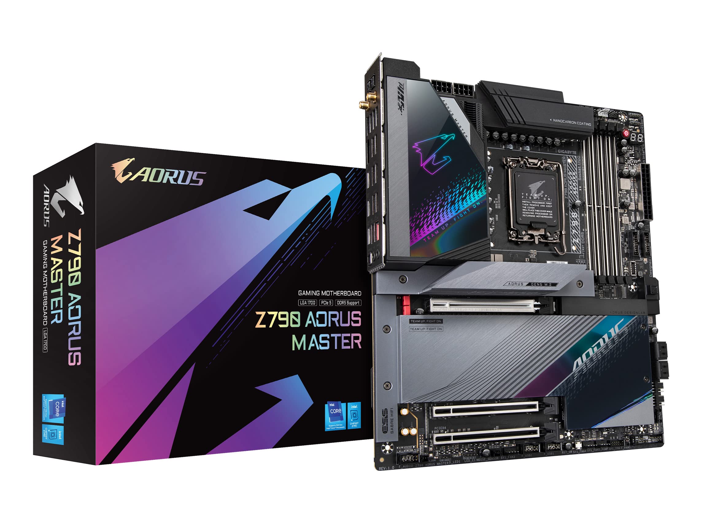 GigabyteZ790 AORUS Master (LGA 1700/ Intel Z790/ EATX/ DDR5/ 5* M.2/ PCIe 5.0/ USB 3.2 Gen2X2 Type-C/Intel WiFi 6E/ Marvell AQtion 10GbE LAN/Q-Flash Plus/EZ-Latch Plus/Gaming Motherboard)