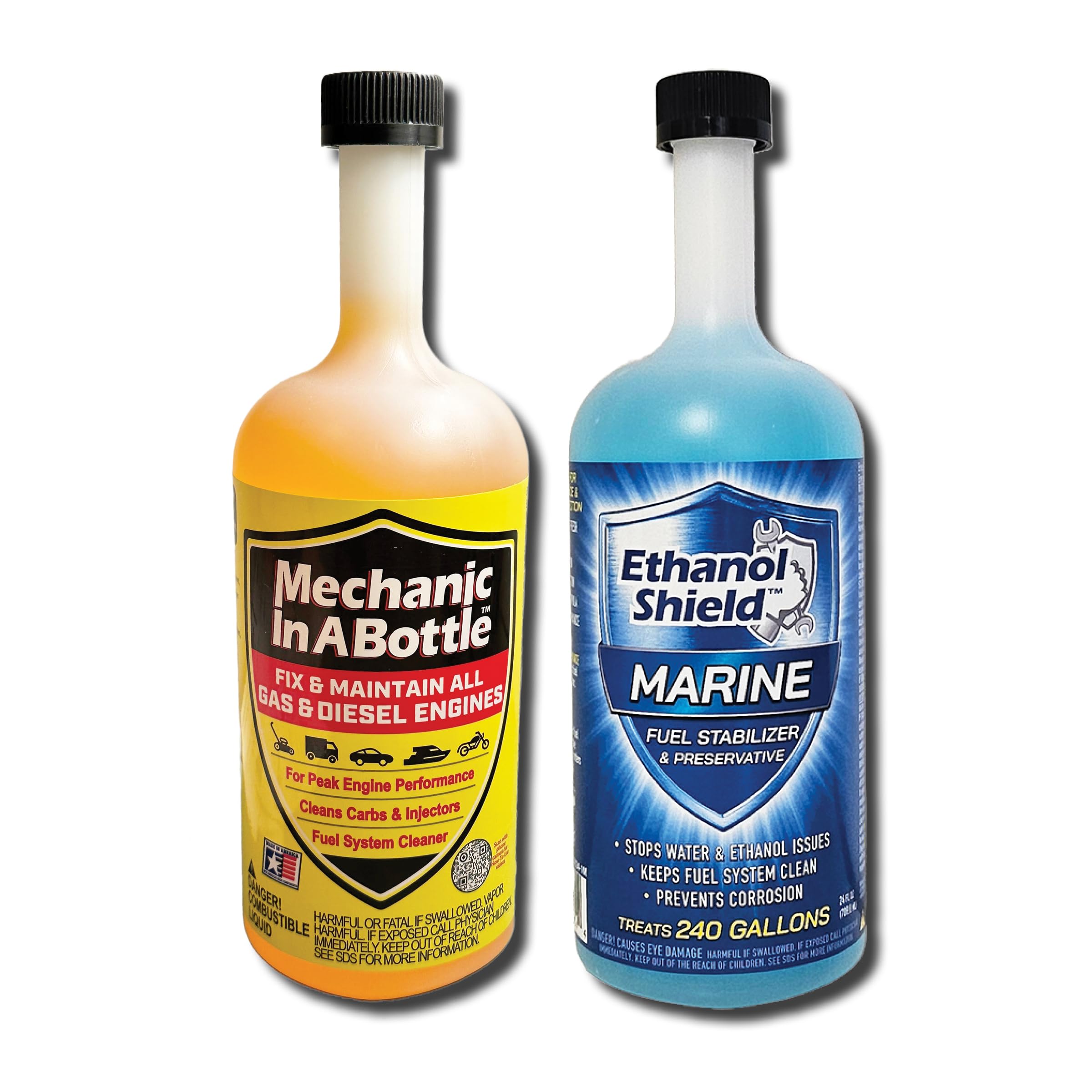 Ethanol Shield Marine Fuel Stabilizer & Preservative/Mechanic in A Bottle Gas & Diesel Formula Fuel System Cleaner 24 oz - 2 Pack