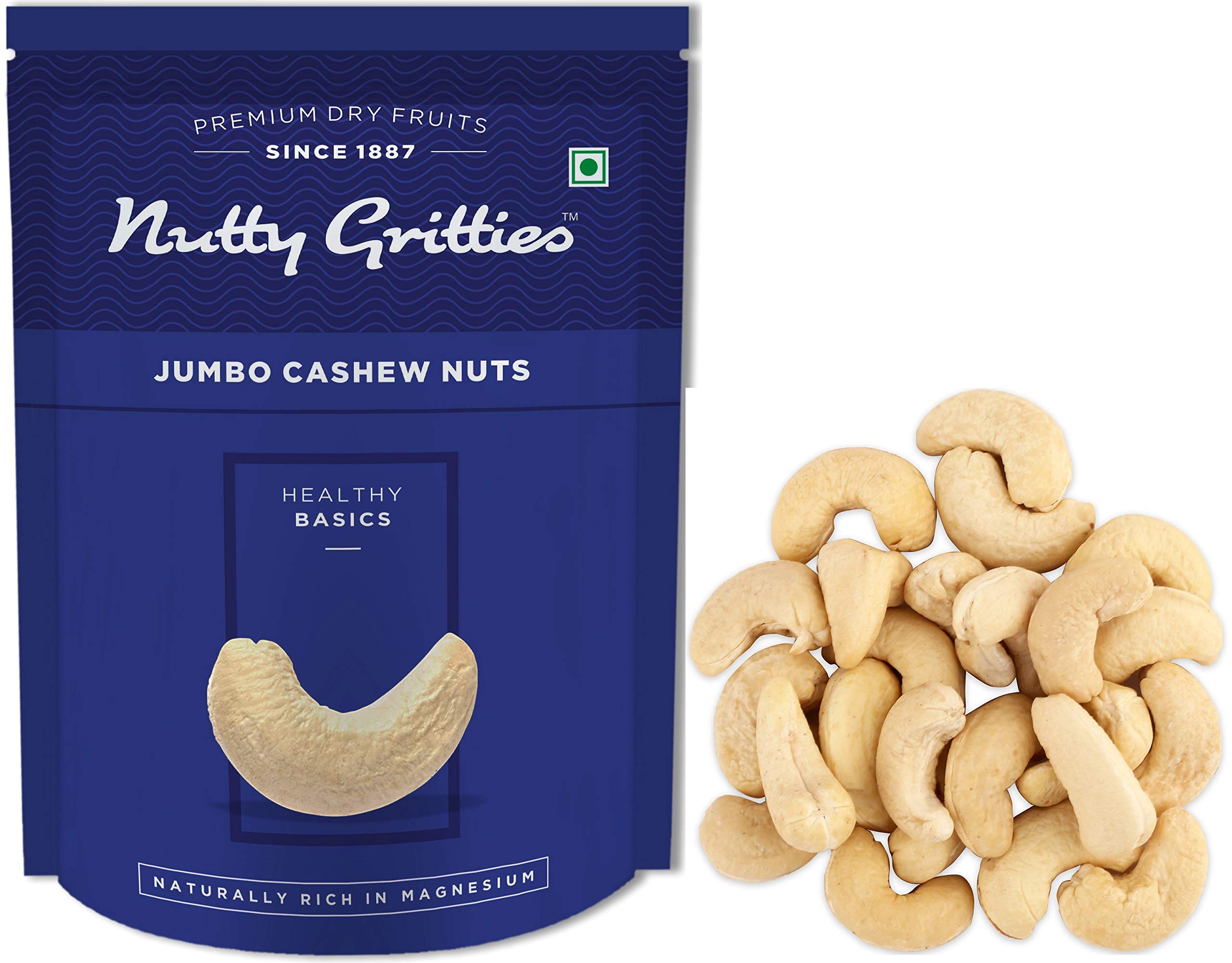 Nutty Gritties Premium Jumbo Size Cashews 200g, Rich in Protein|W240|⁠Zero Breakage|Resealable Pouch