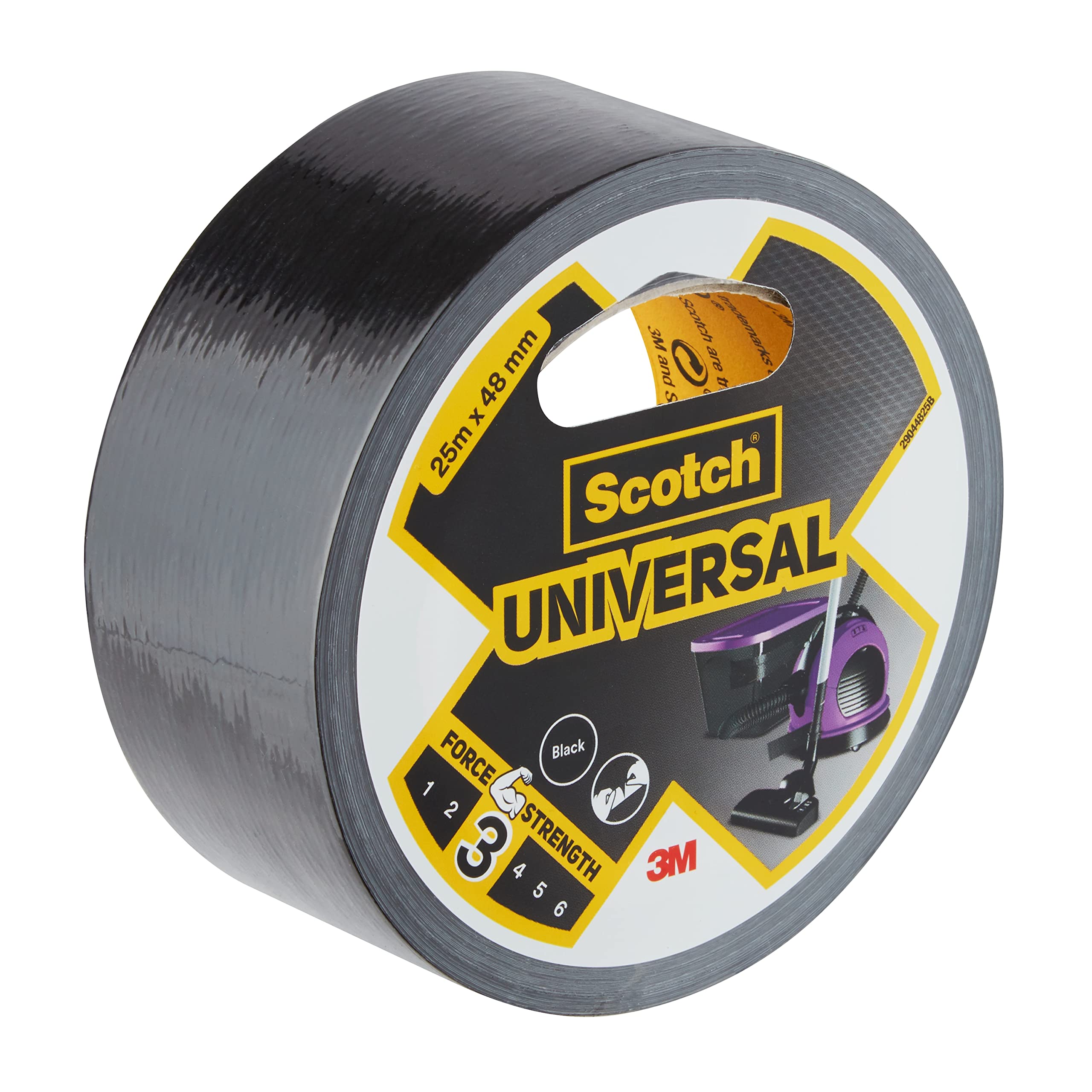 Scotch Universal Duct Tape 48mmx25m, 1 roll/pack | Black color | For general purpose | Holds quickly and reliably | For everyday repairs and projects