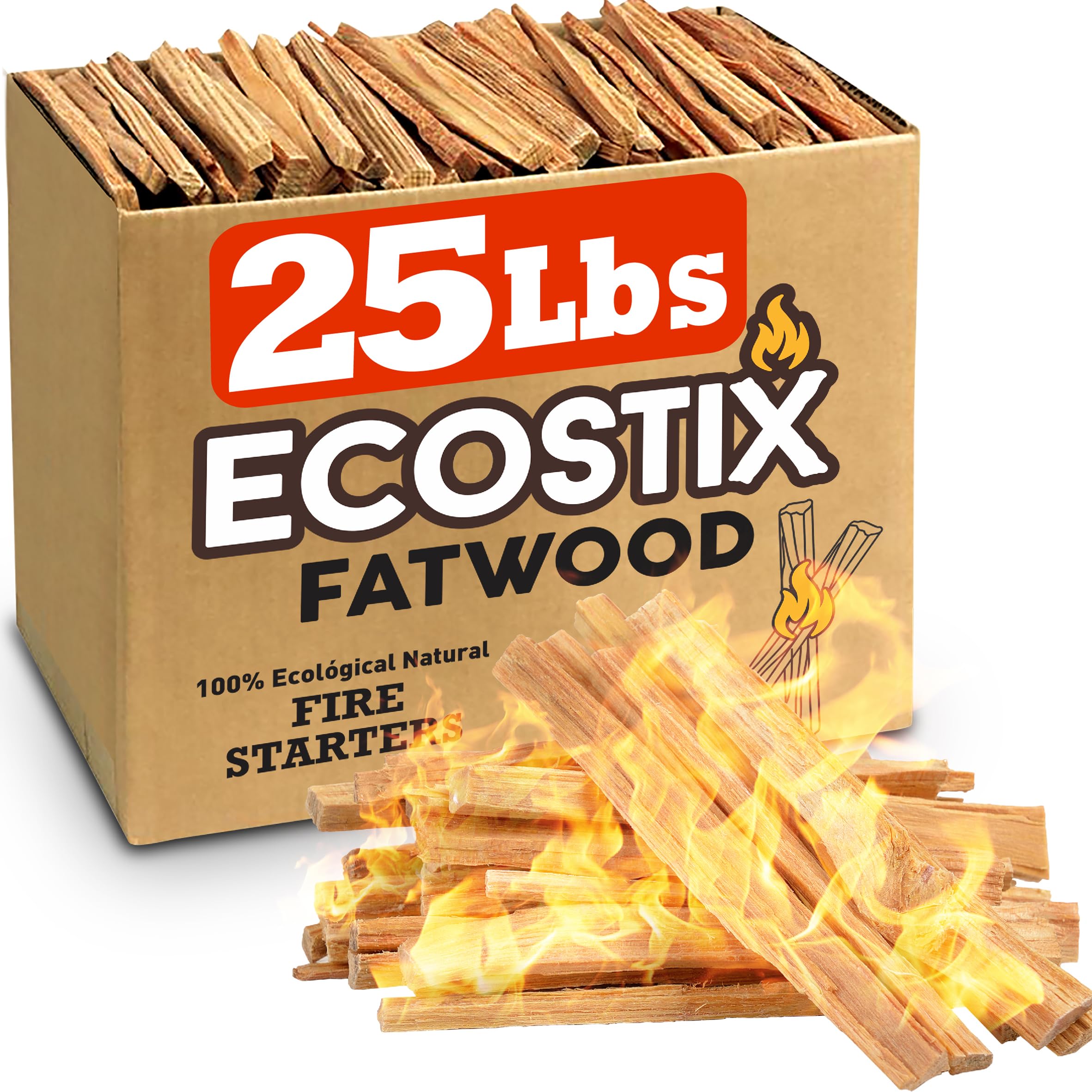 Eco-Stix Fatwood Fire Starter Kindling Firewood Sticks Bulk Packaged Firestarters 100% All Natural Resi ECOSTIX 25LB