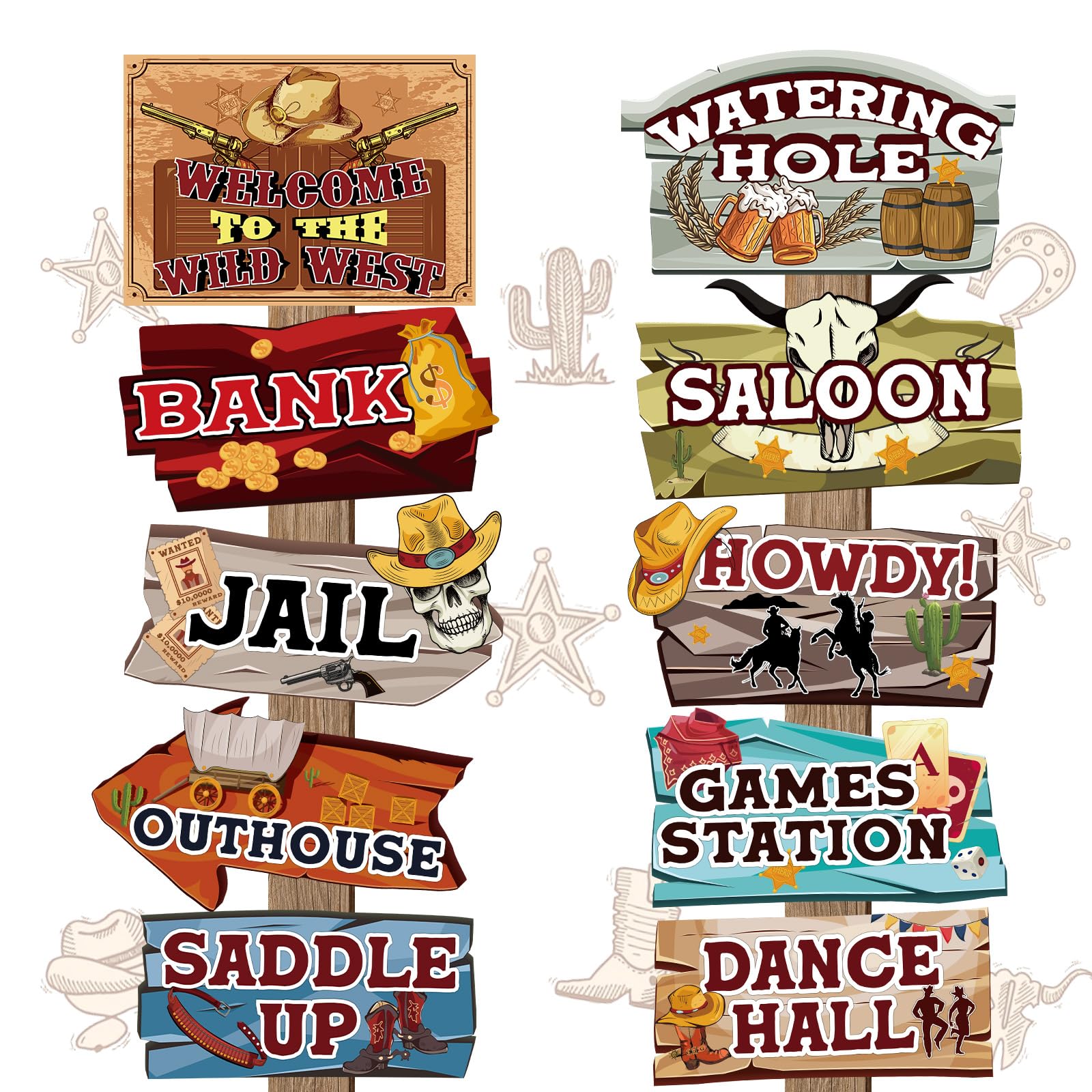 Hooqict 20 Pieces Western Party Directional Sign Wild West Party Decorations Cowboy Party Supplies for Country Birthday Party Baby Shower Farm Party Directional Signs Photo Prop Yard Sign