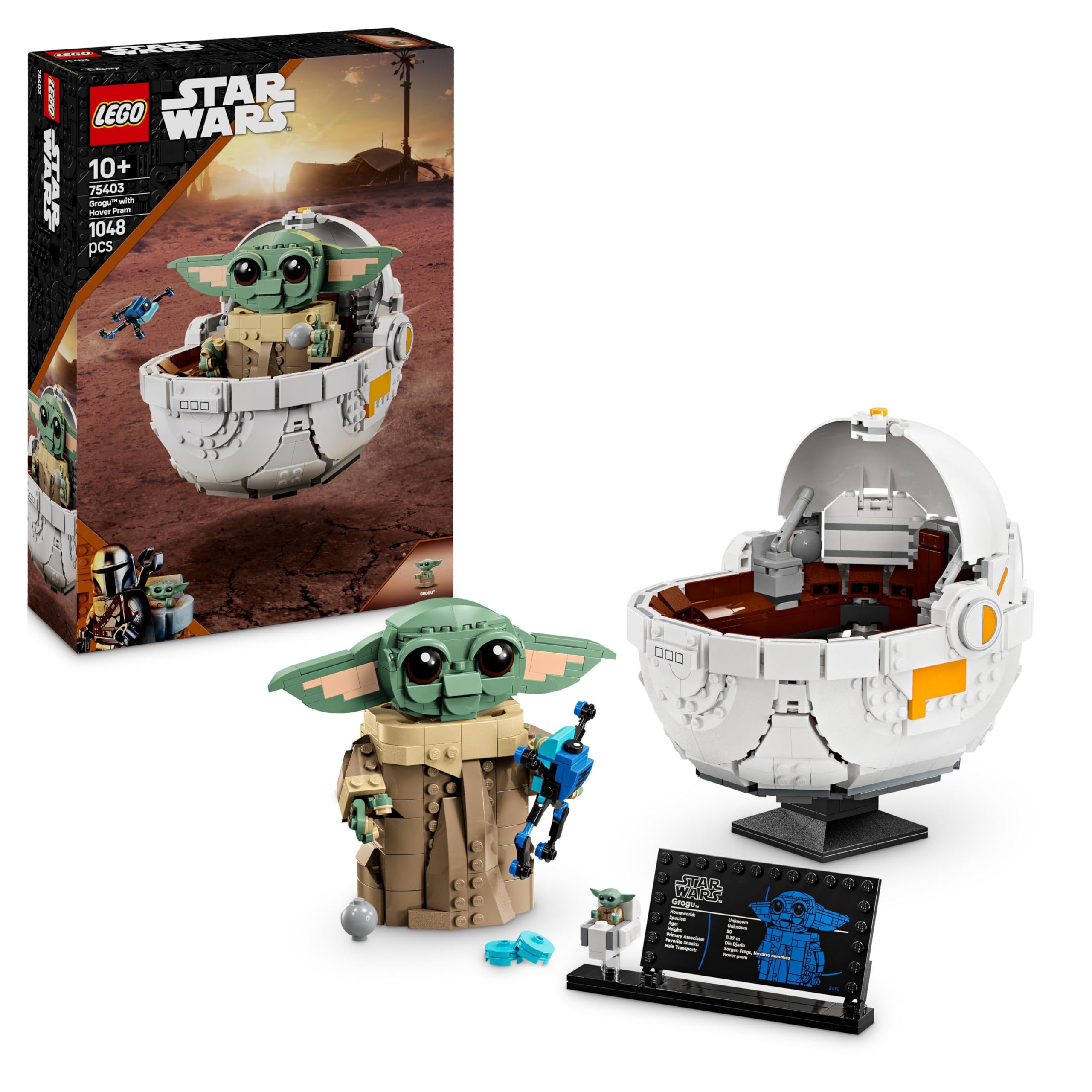 LEGO Star Wars 75403 Grogu with Hover Pram Building Toy Set, Collectible Character Figure for The Mandalorian TV Show Fans, Display Gift Idea for 10+ Year Old Boys & Girls