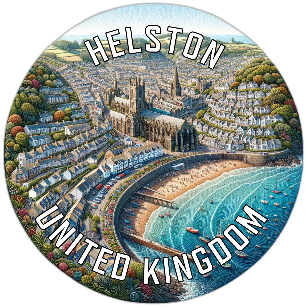 Helston United Kingdom Souvenir Die Cut Flat Magnet 6-Inch