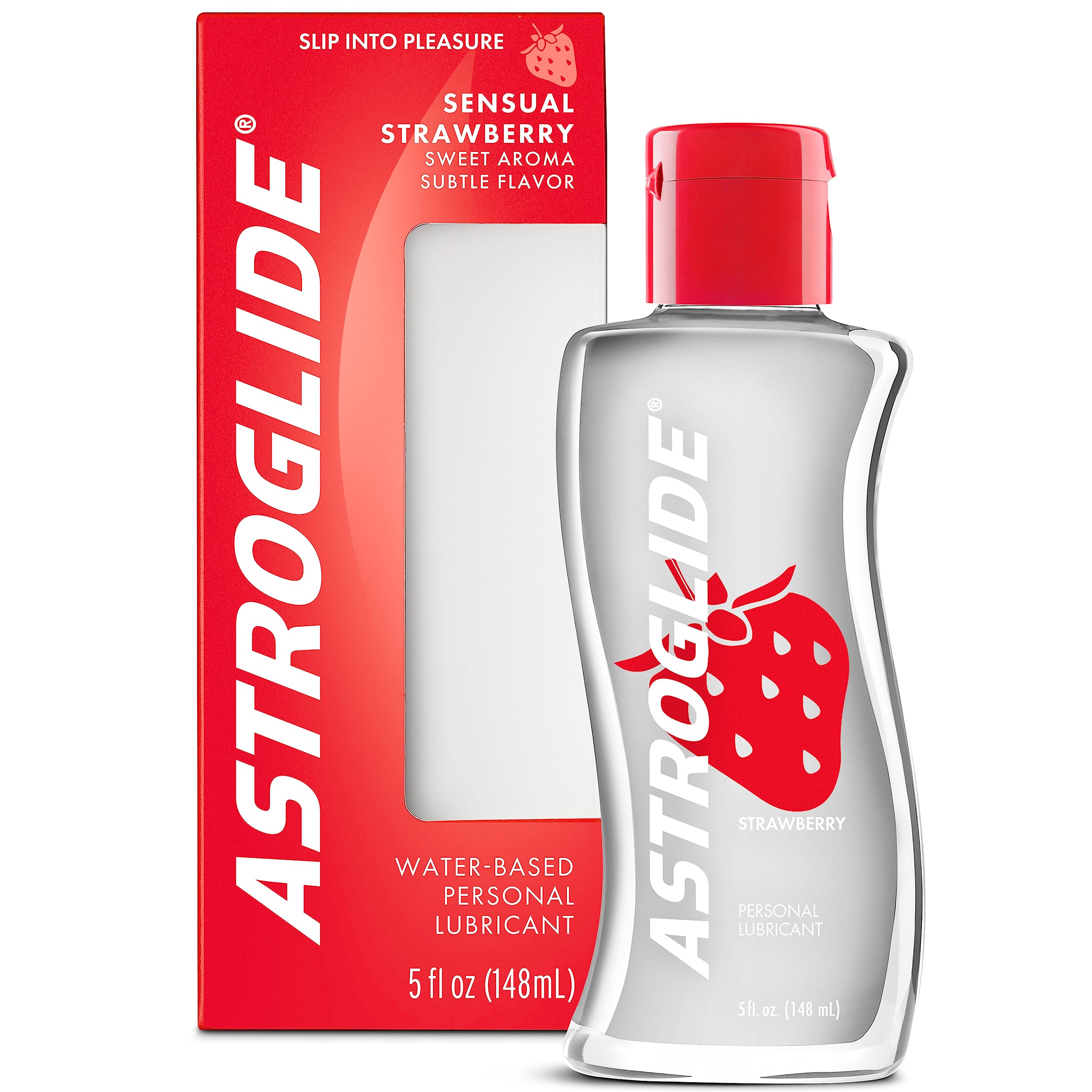 Astroglide Strawberry Flavored Water Based Lube (5oz),Dr. Recommended Brand, Tasty Personal Lubricant For Couples, Women, and Men, Condom Compatible, FDA Cleared, Manufactured in USA