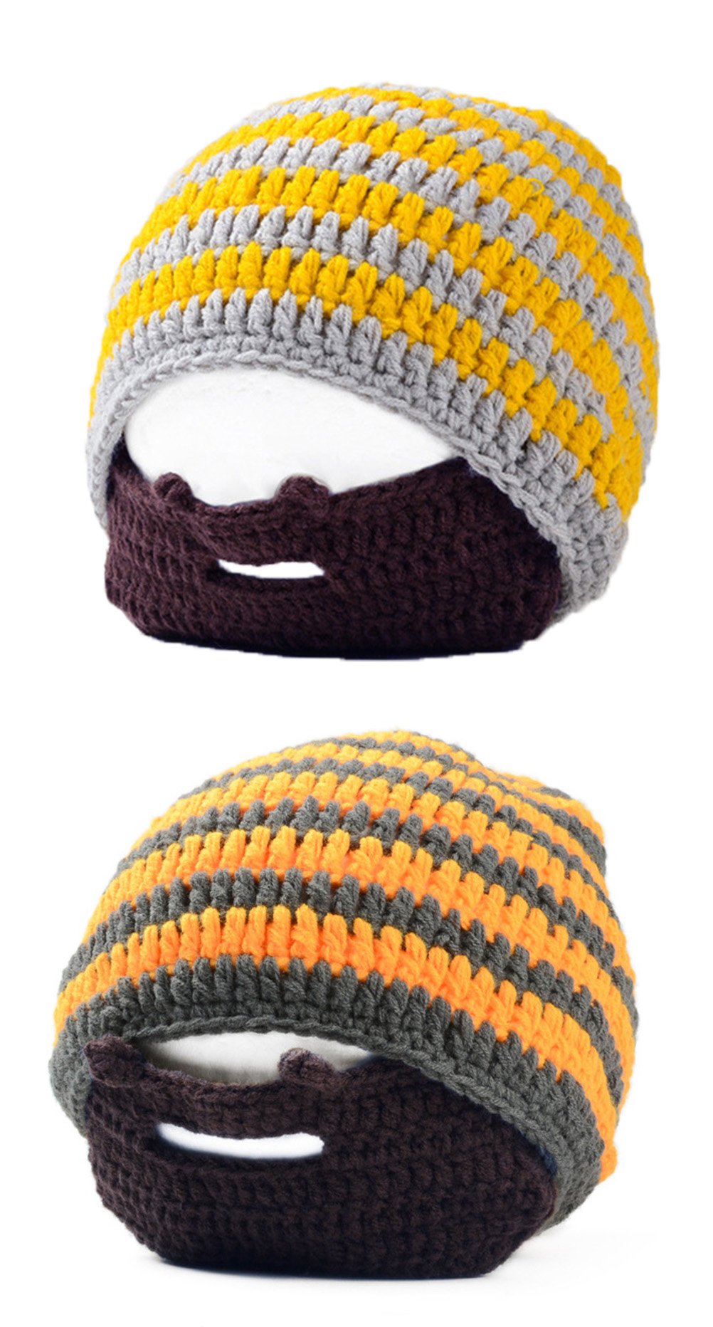 AWEIDS 2pc/Pack Winter Knit Unisex Beard Beanie Outdoor Hat Cap with Beard Wind Guard