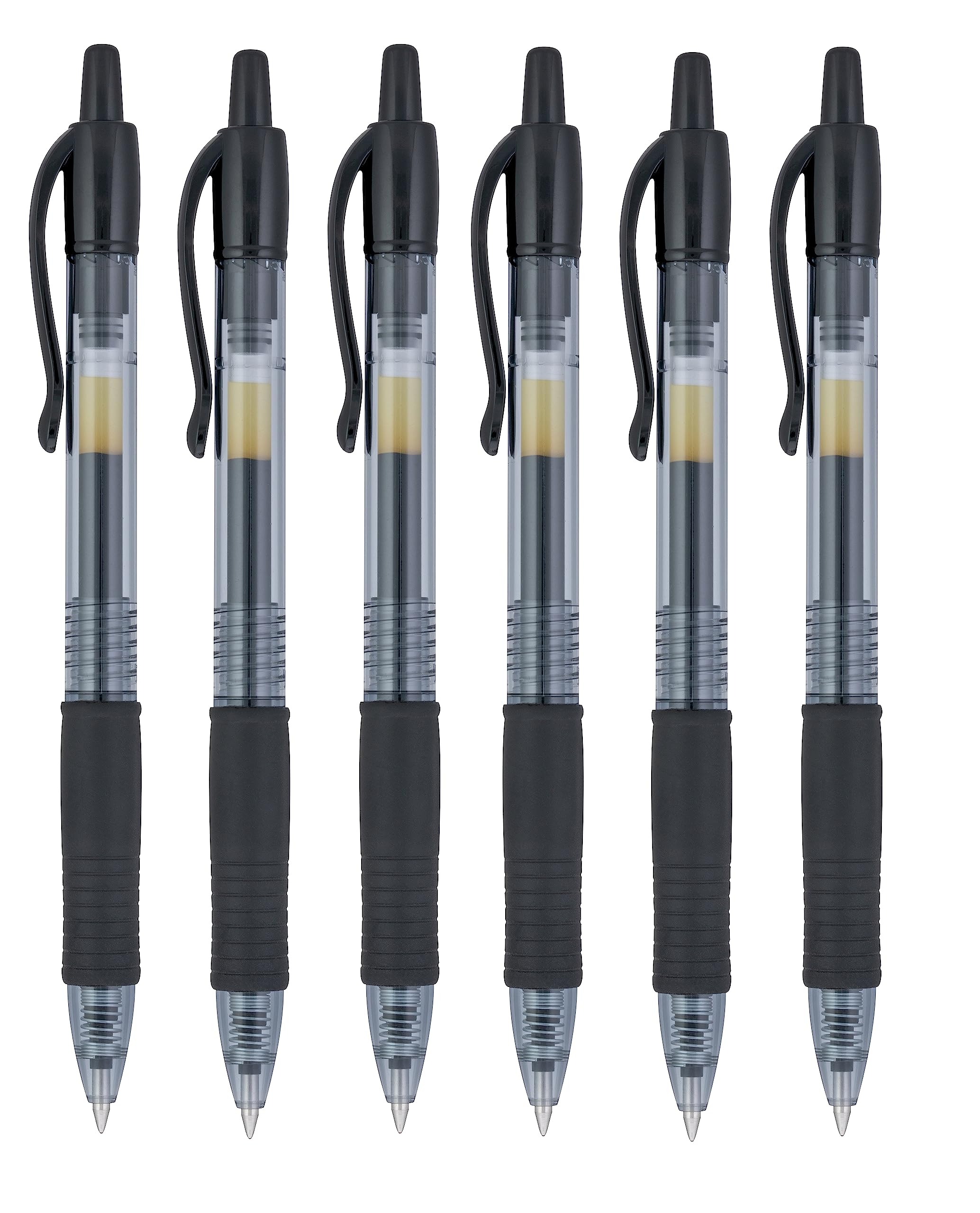 Pilot 2605 Fine Retractable Rollerball Refillable Gel Ink Pen - Pack Of 6 - Black