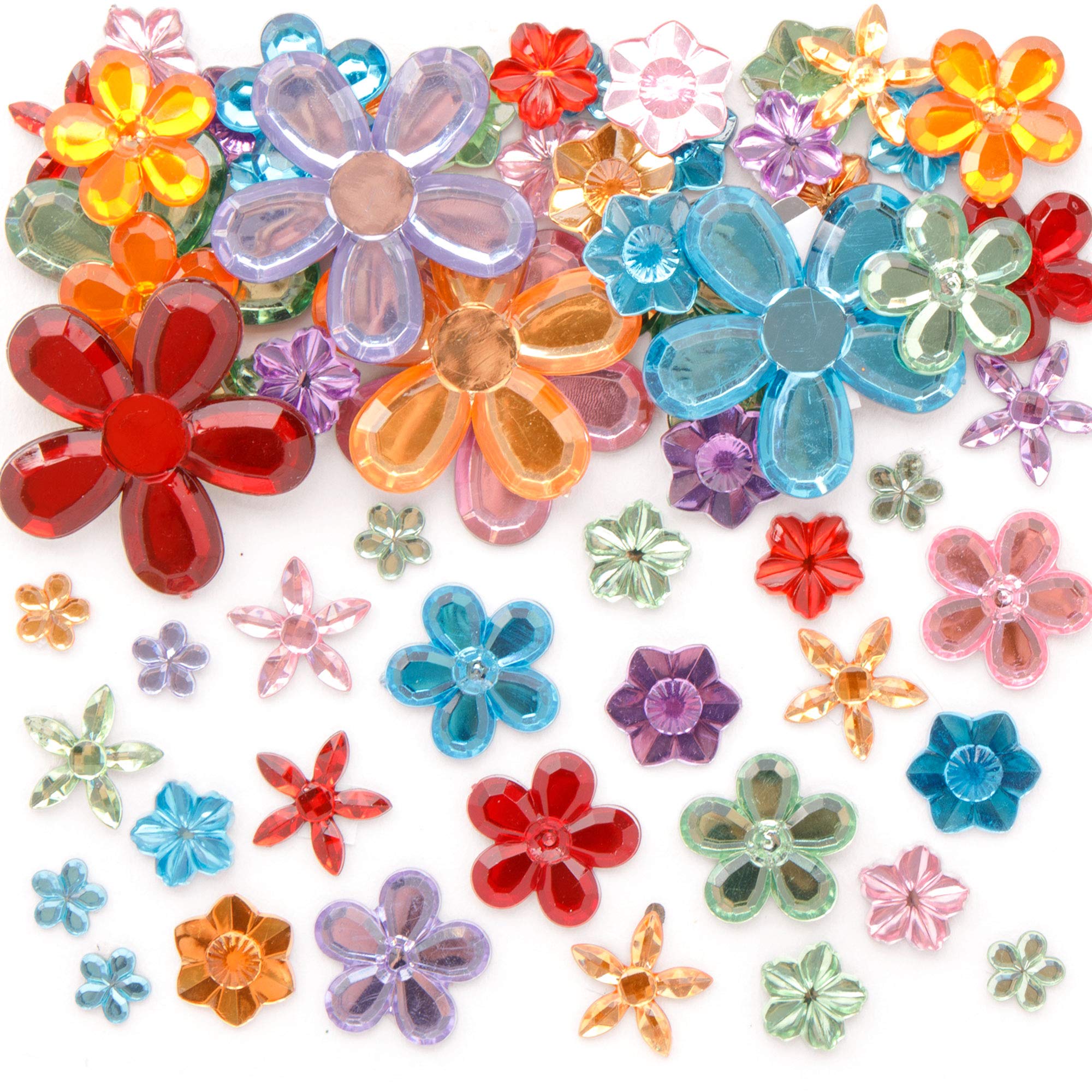 Baker Ross EK670 Self-Adhesive Acrylic Flower Jewels, for Kids Arts and Crafts Embellishments (Pack of 180), Assorted