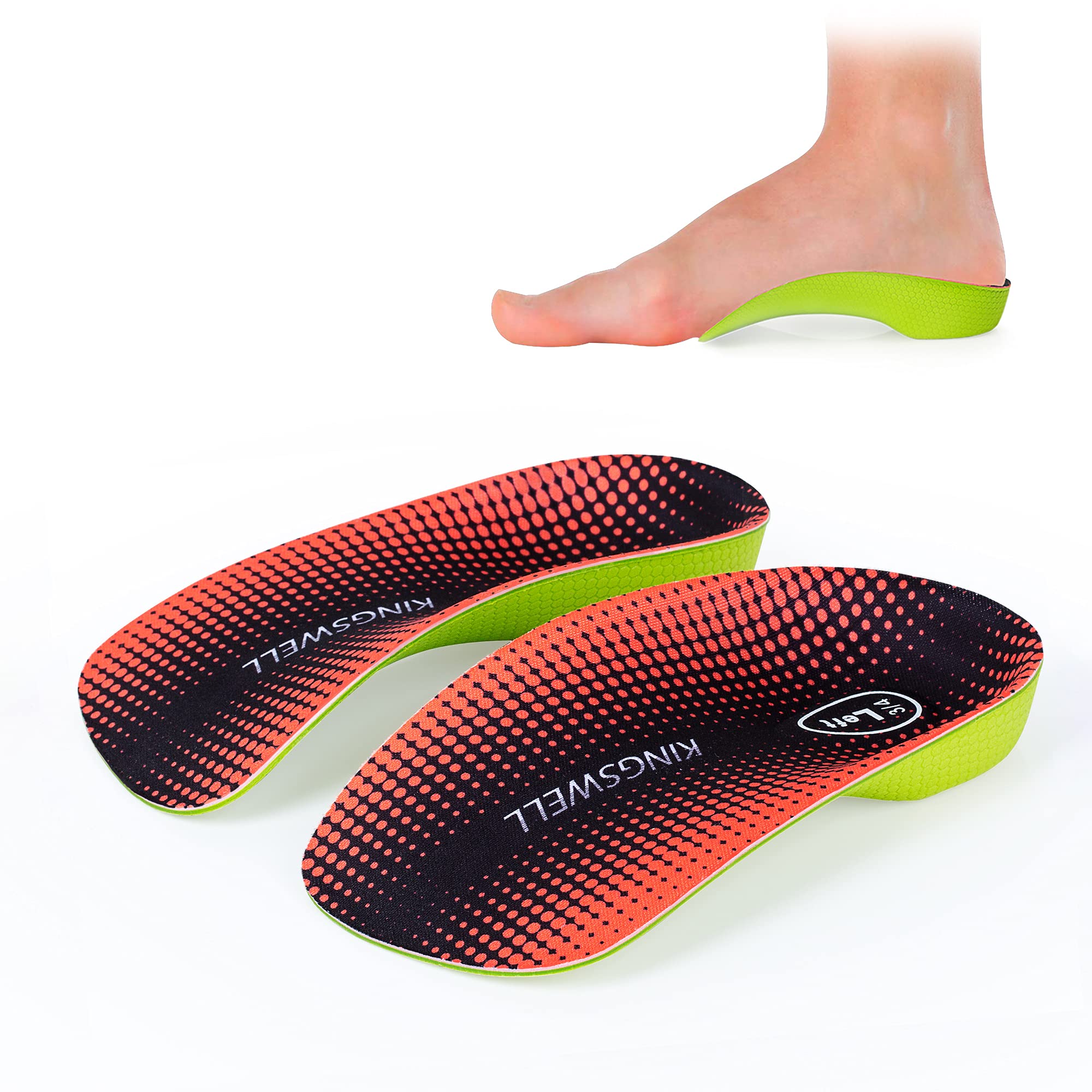 3/4 High Arch Support Insoles for Men/Women, Plantar Fasciitis Insoles, Orthotic Flat Feet, Over-Pronation | Relief Plantar Fasciitis, Heel Pain