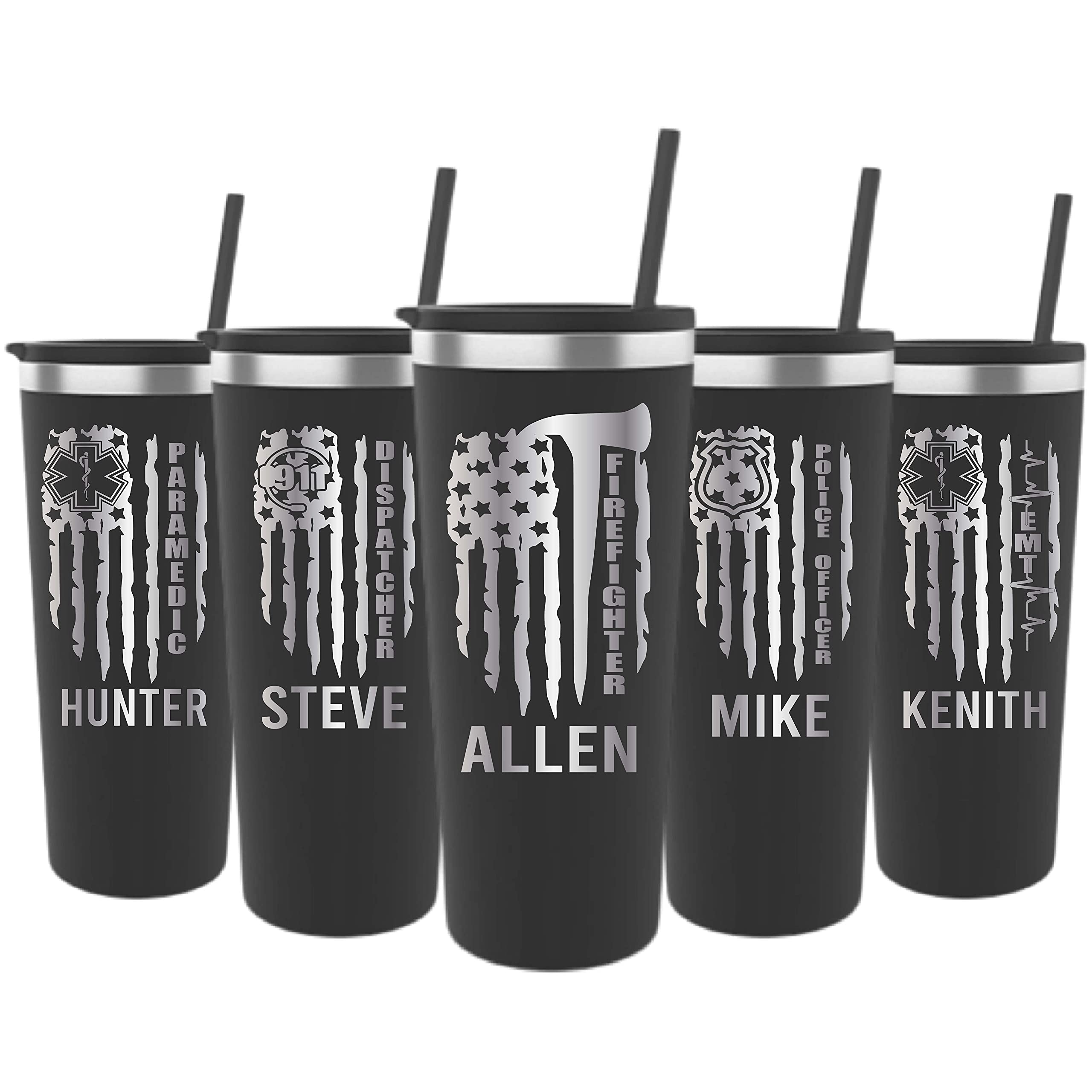 First Responder Tumbler-Dispatcher-Police Office-Firefighter-Paramedic-Personalized Flag First Responder Thank You Gift-Appreciation-Highway Patrol