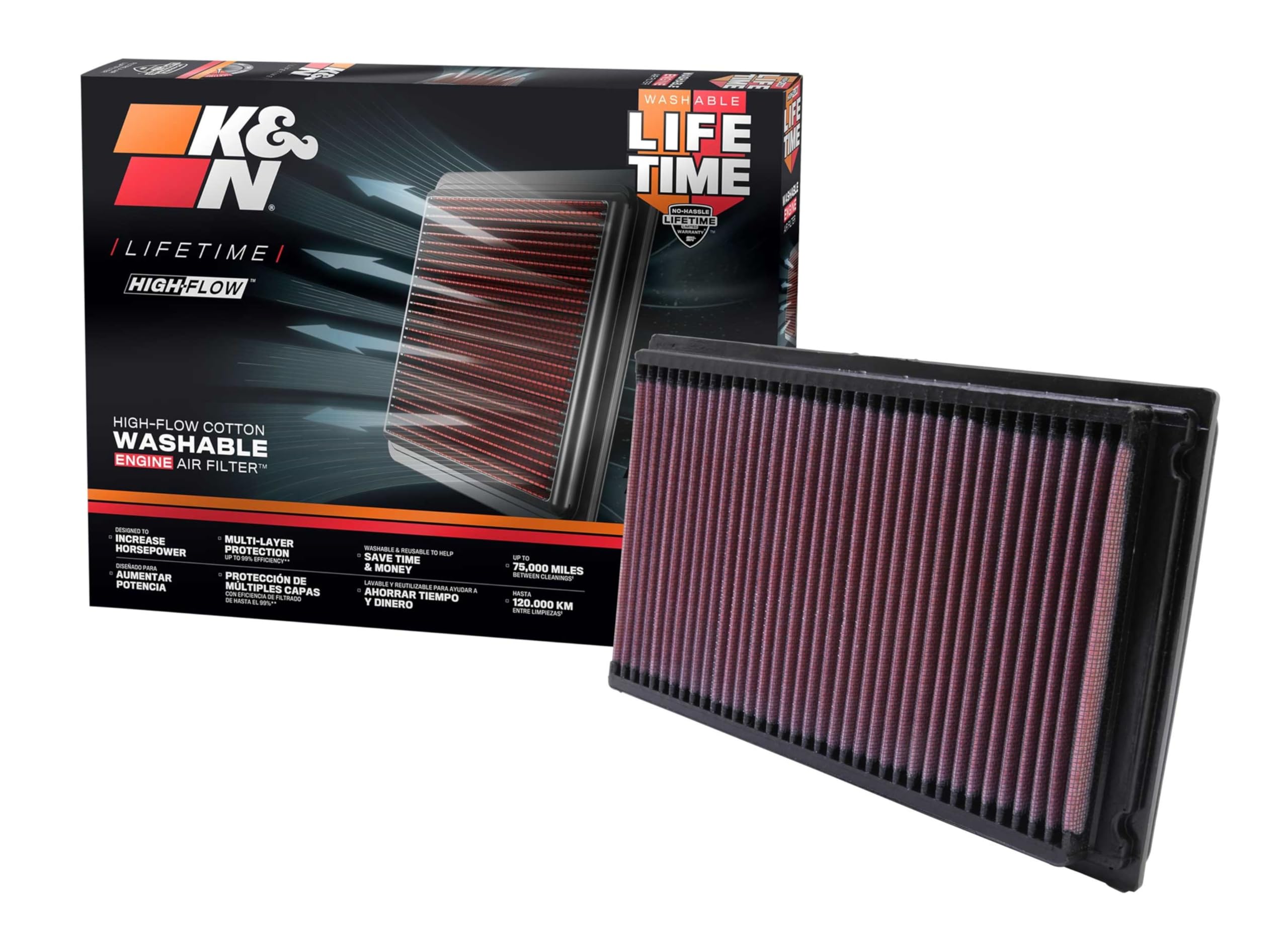 K&N 33-2031-2 Performance Air Filter With Filter Care Service Kit - 33-2031-2