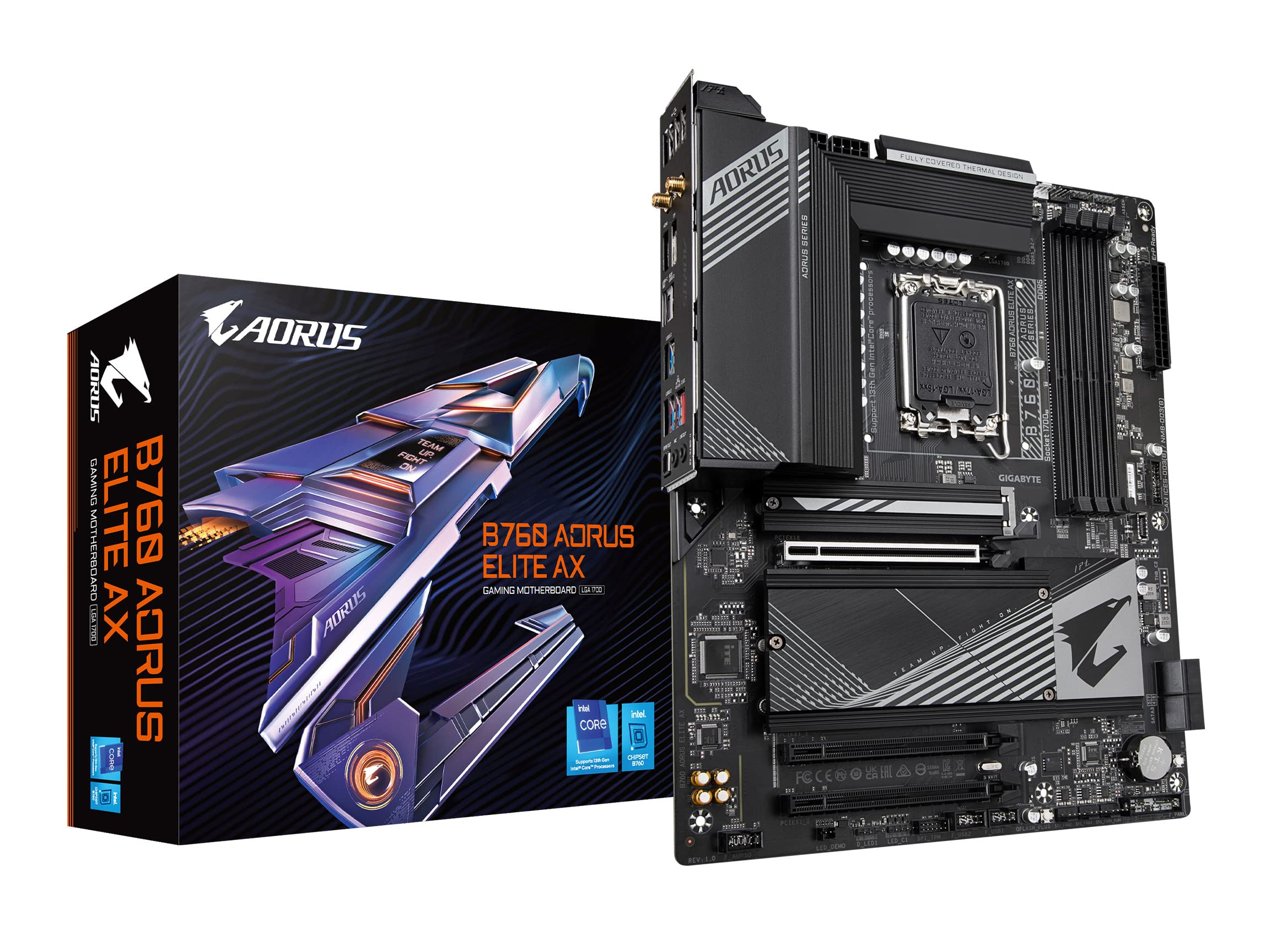 Gigabyte B760 AORUS Elite AX (LGA 1700/ Intel/ B760/ ATX/ DDR5/ Triple M.2/ PCIe 4.0/ USB 3.2 Gen2X2 Type-C/WiFi 6E/ 2.5GbE LAN/Q-Flash Plus/PCIe EZ-Latch/Gaming Motherboard)