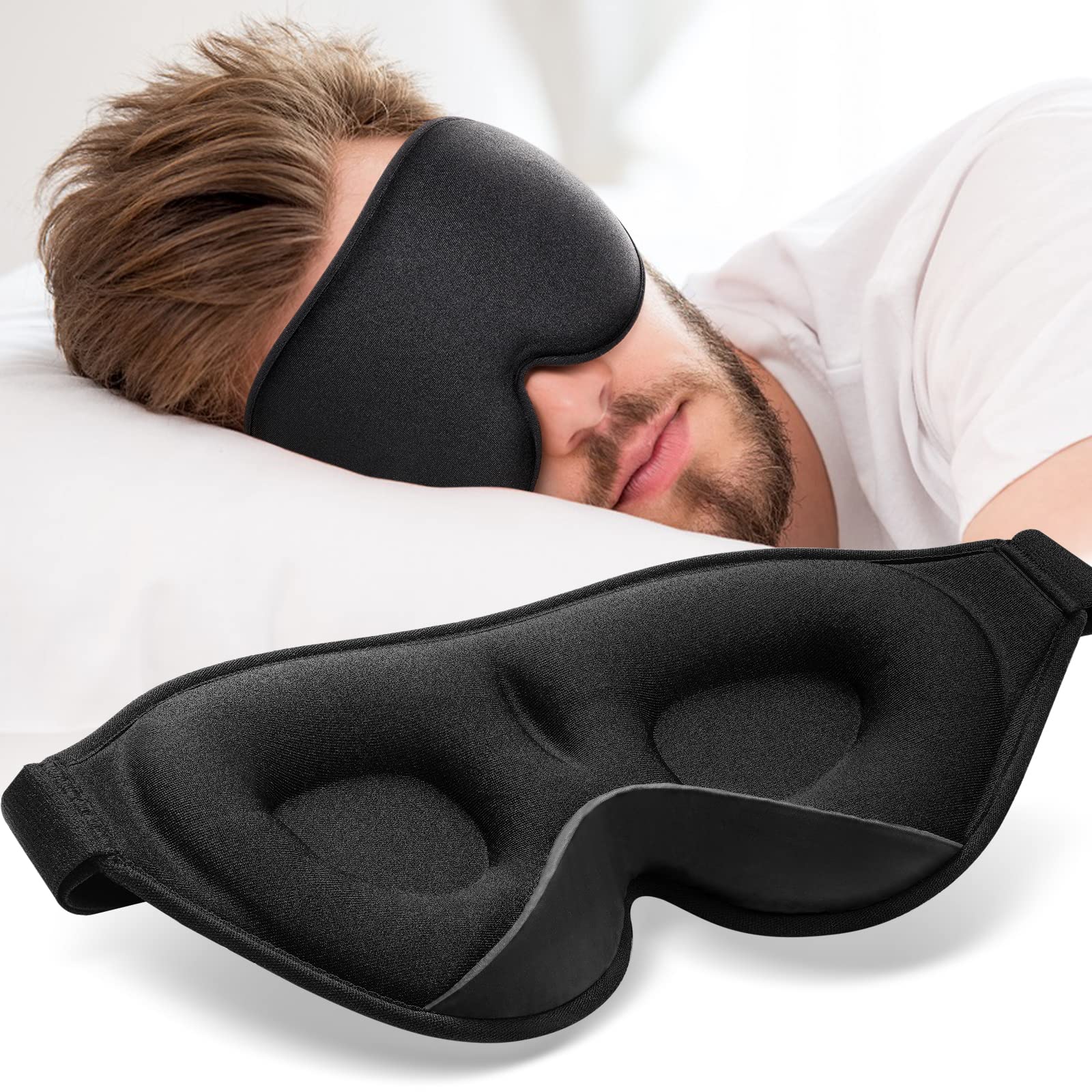 Sleep Mask, Umisleep 3D Eye Mask for Sleeping, 2022 New Women Men Silk Eye Mask for Light Blocking, Soft and Breathable Blindfold, Sleep Eye Cover for Travel Nap Yoga, Black