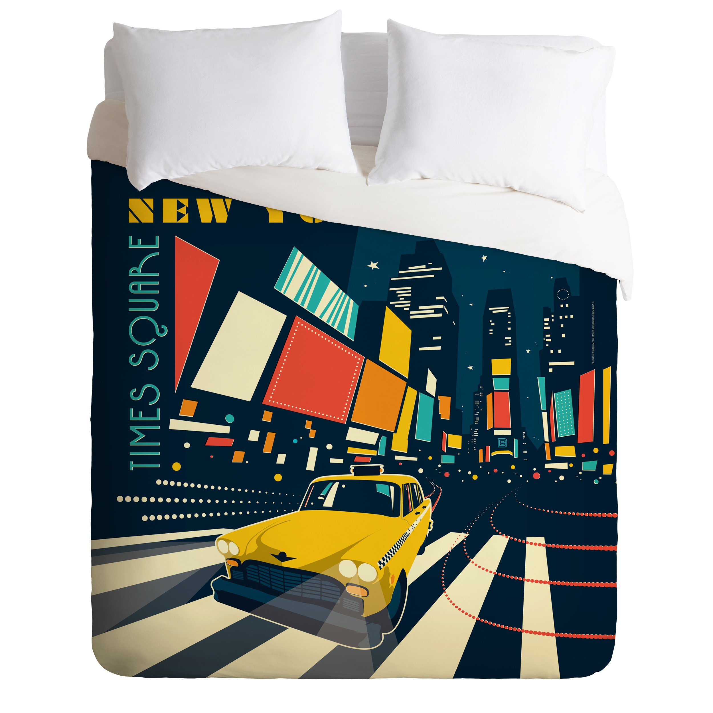 Deny Designs Anderson Design Group NYC Times Square Duvet Cover, Twin/Twin XL