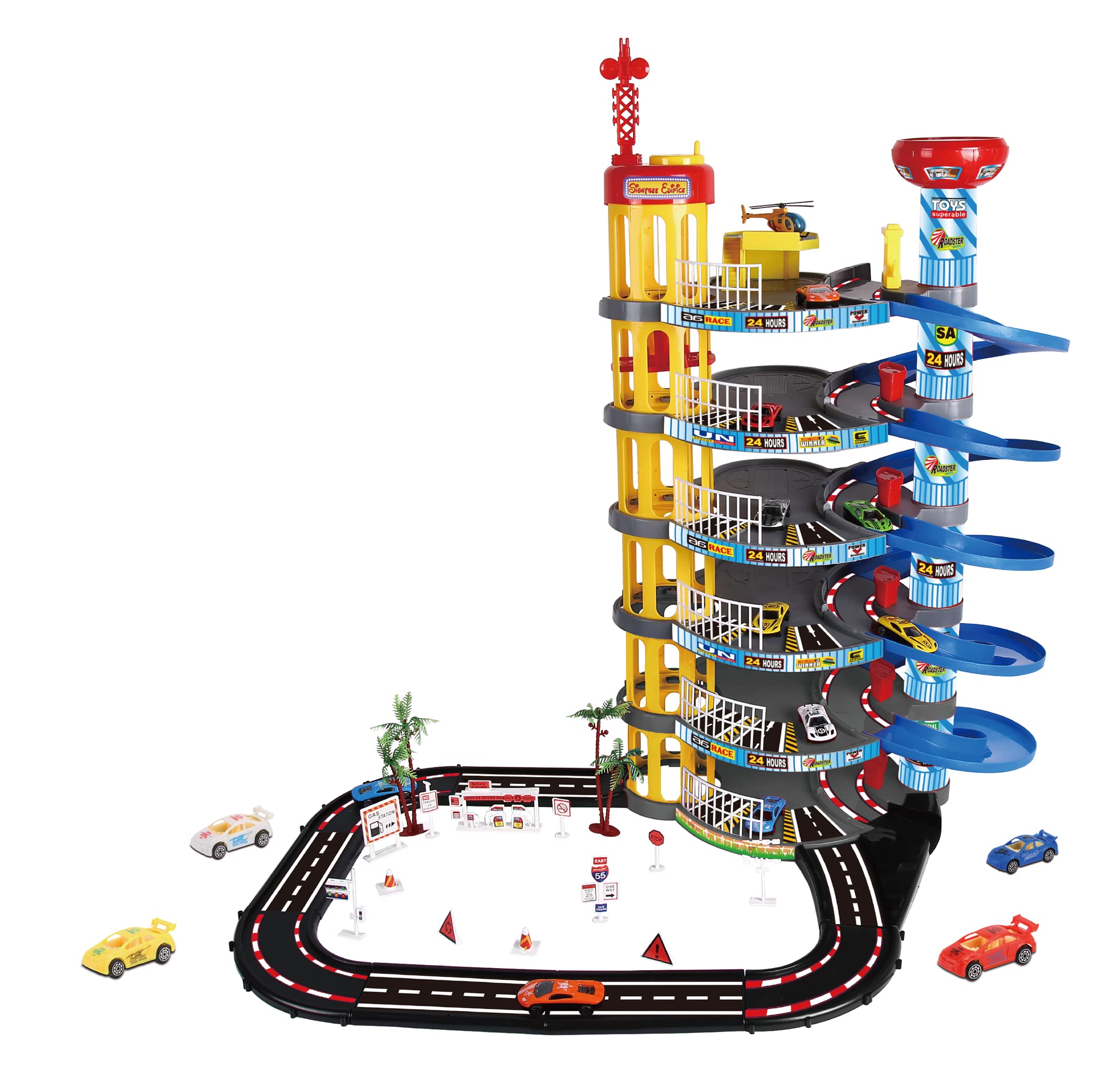 Pj Power Joy Vroom 6 Floor Garage Megapack With 8 Cars, Multicolor, Gt-C8465