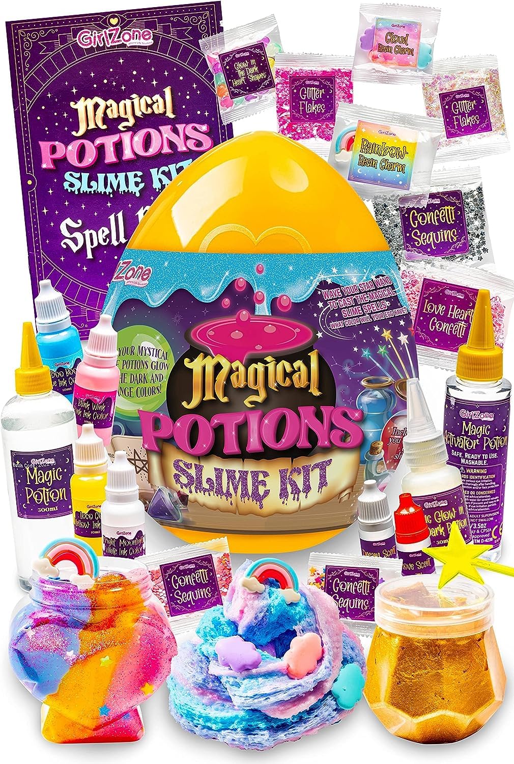 GirlZoneMagic Potion Slime Kit, Spellbinding Slime Making Kit to Create 6 Magic Slime Potions and Glow in the Dark Slime, Fun Gift Idea & Kids Craft