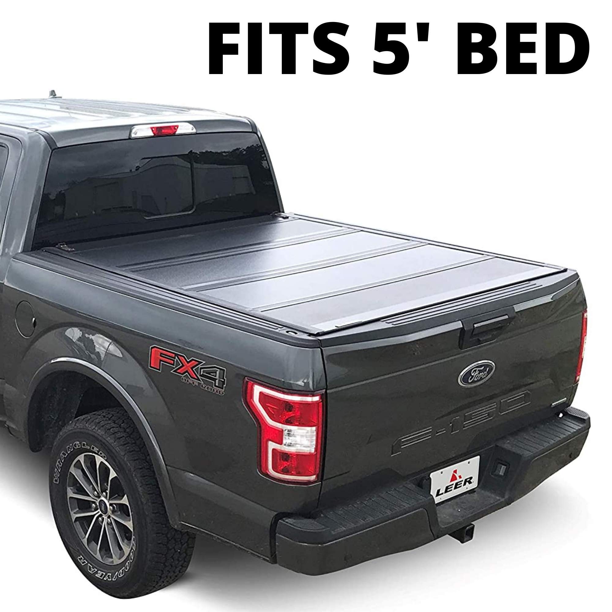 LEER HF650M | Fits 2019+ Ford Ranger with 5 FT Bed | Hard, Quad-Folding, Low Profile Tonneau Cover | SKU 650303